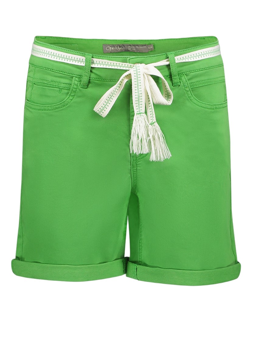 Geisha Korter broek met ceintuur 61315-10 Licht groen
