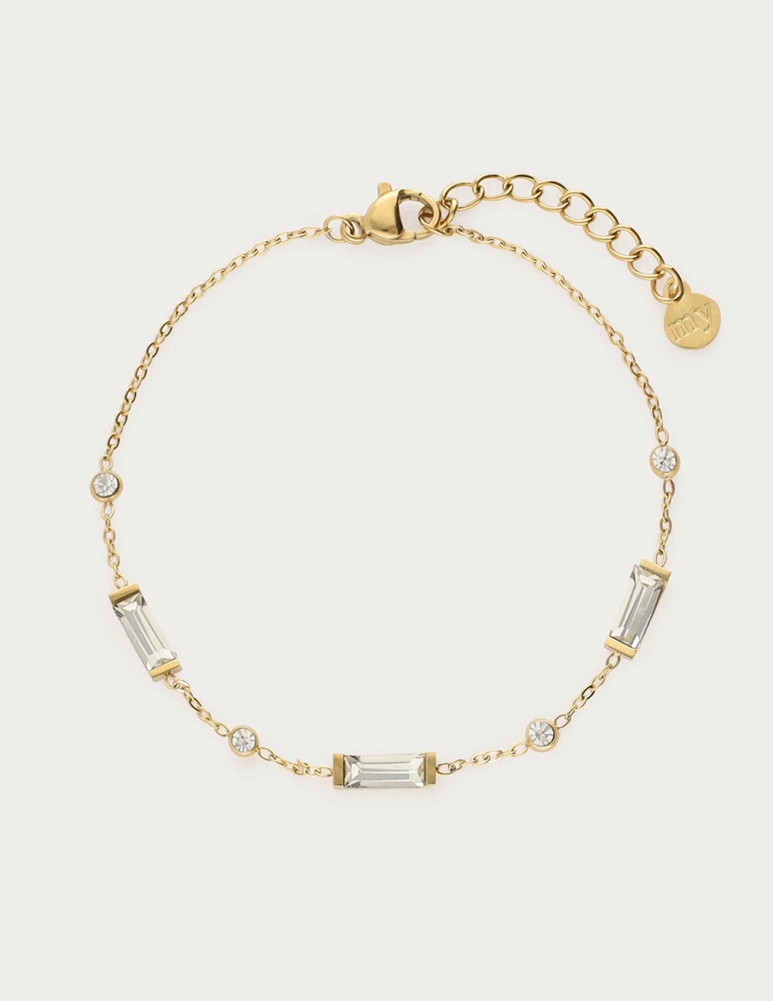 My Jewellery Armband vierkant met strass MJ14838 Goud