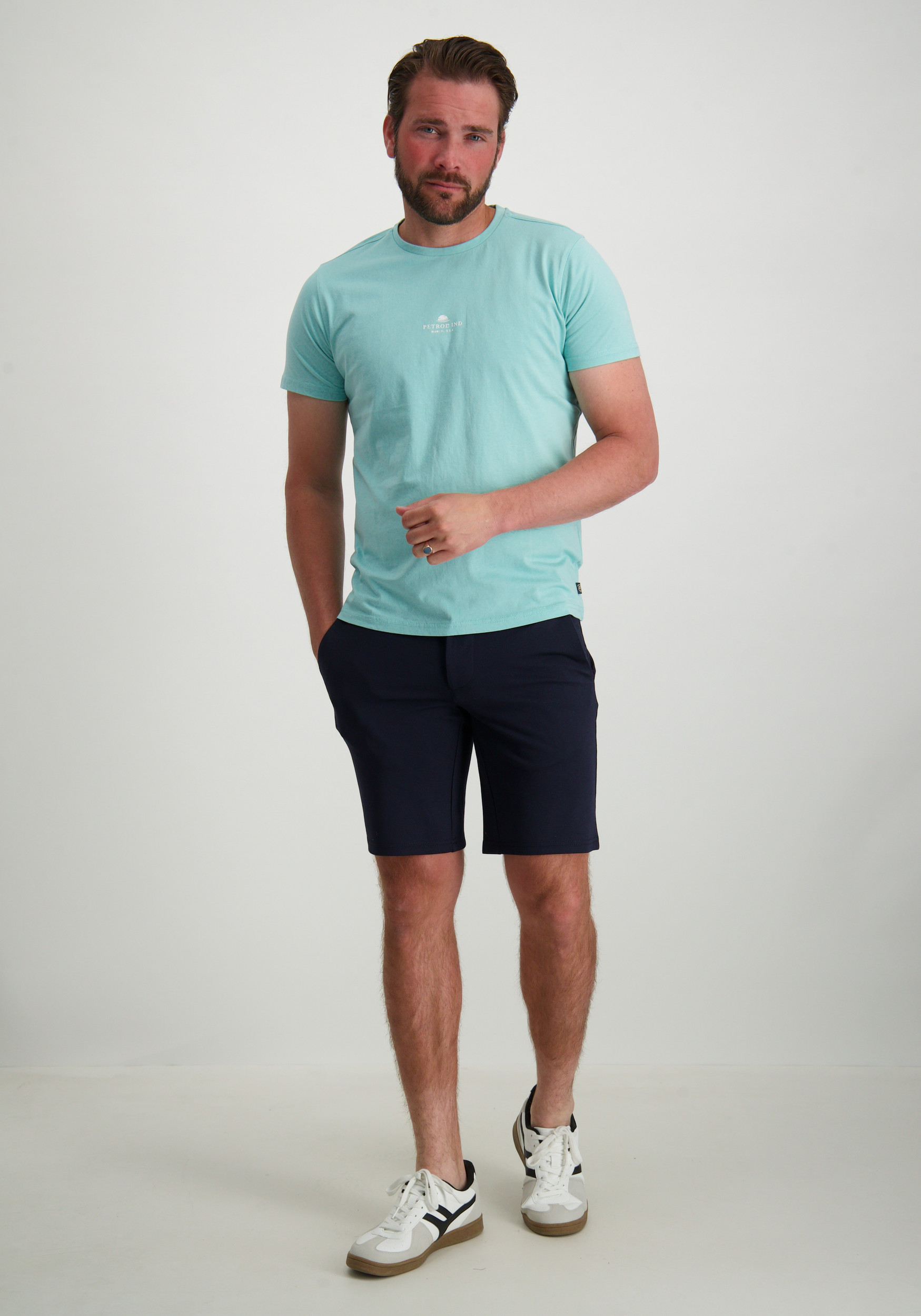 Petrol T-shirt Classic print M-1050-TSR117 Licht blauw