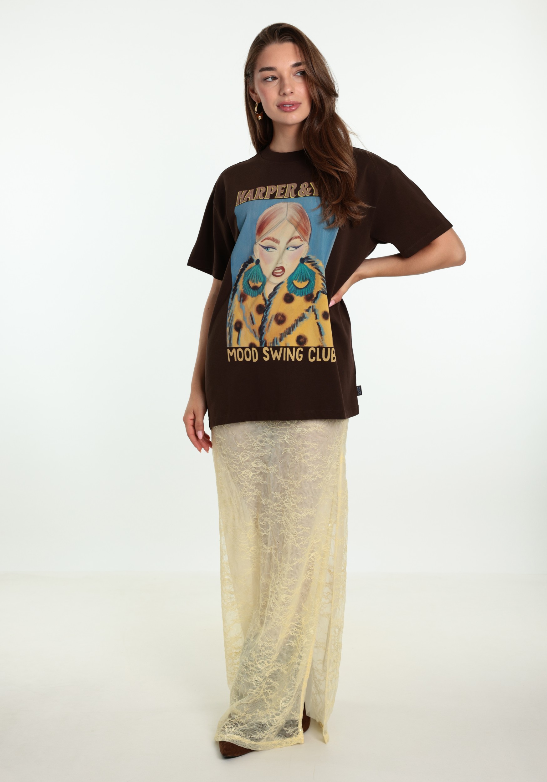 Harper & Yve T-shirt Moody AW6Y301 Donker bruin