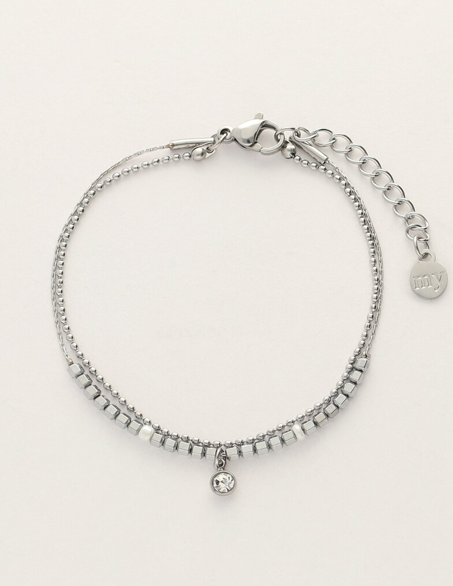 My Jewellery Dubbele armband met kralen MJ12073 Zilver