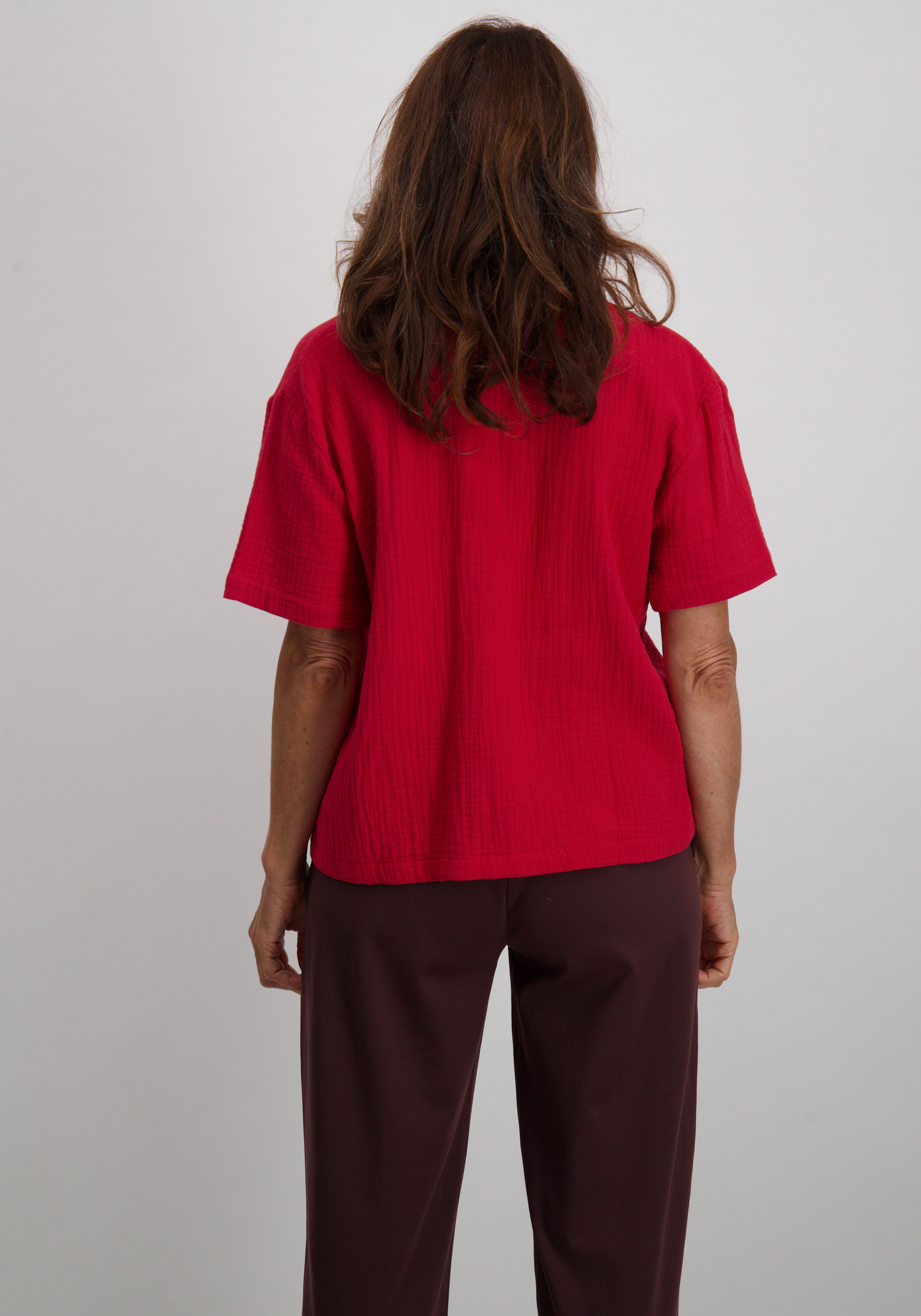 Jacqueline de jonge Blouse korte mouw Theis 15319565 Rood