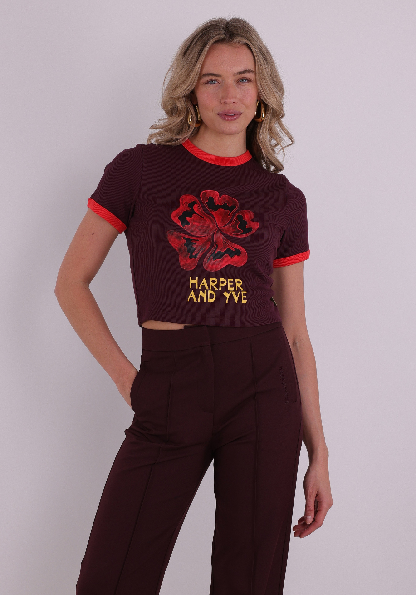 Harper & Yve T-shirt Desert flower SS6Y305 Donker Paars