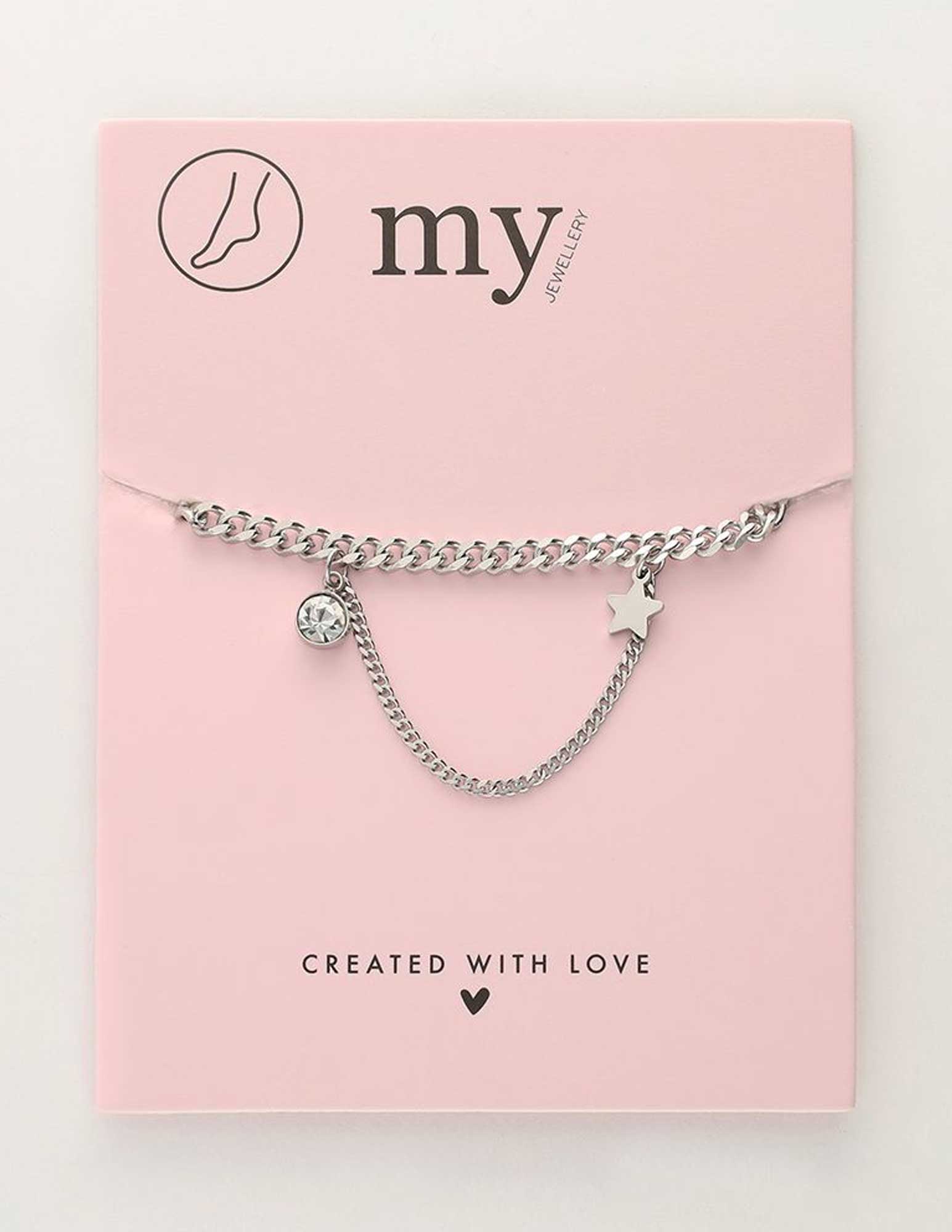 My Jewellery Enkelbandje met ster en strass MJ10421 Zilver