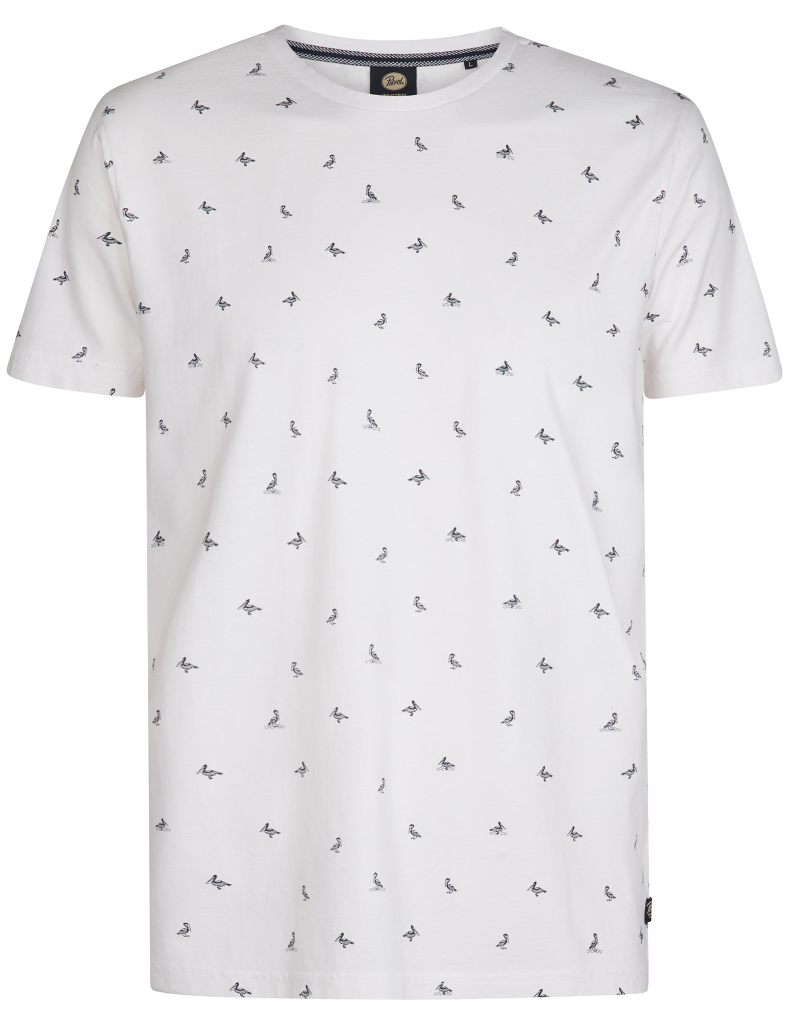 Petrol T-shirt met pelikaan print M-1050-TSR118 Wit
