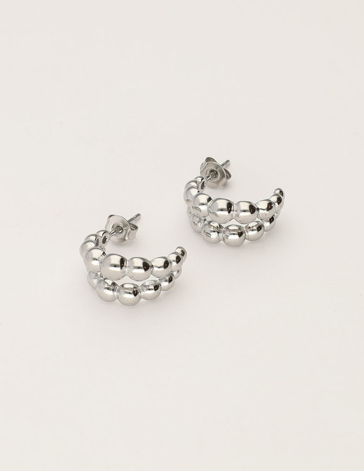 My Jewellery Bold dubbele oorringen met dots MJ11527 Zilver