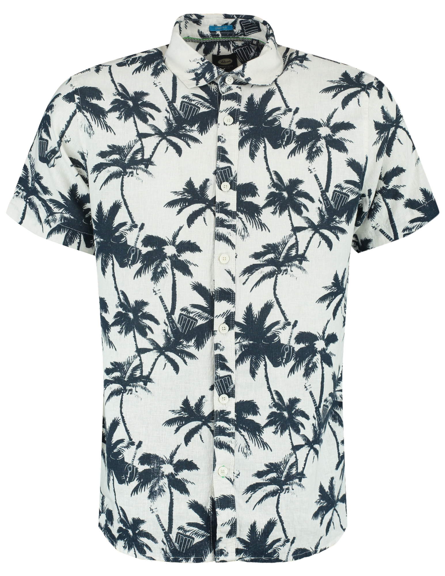 Petrol overhemd all-over print M-1050-SIS438 Donker blauw