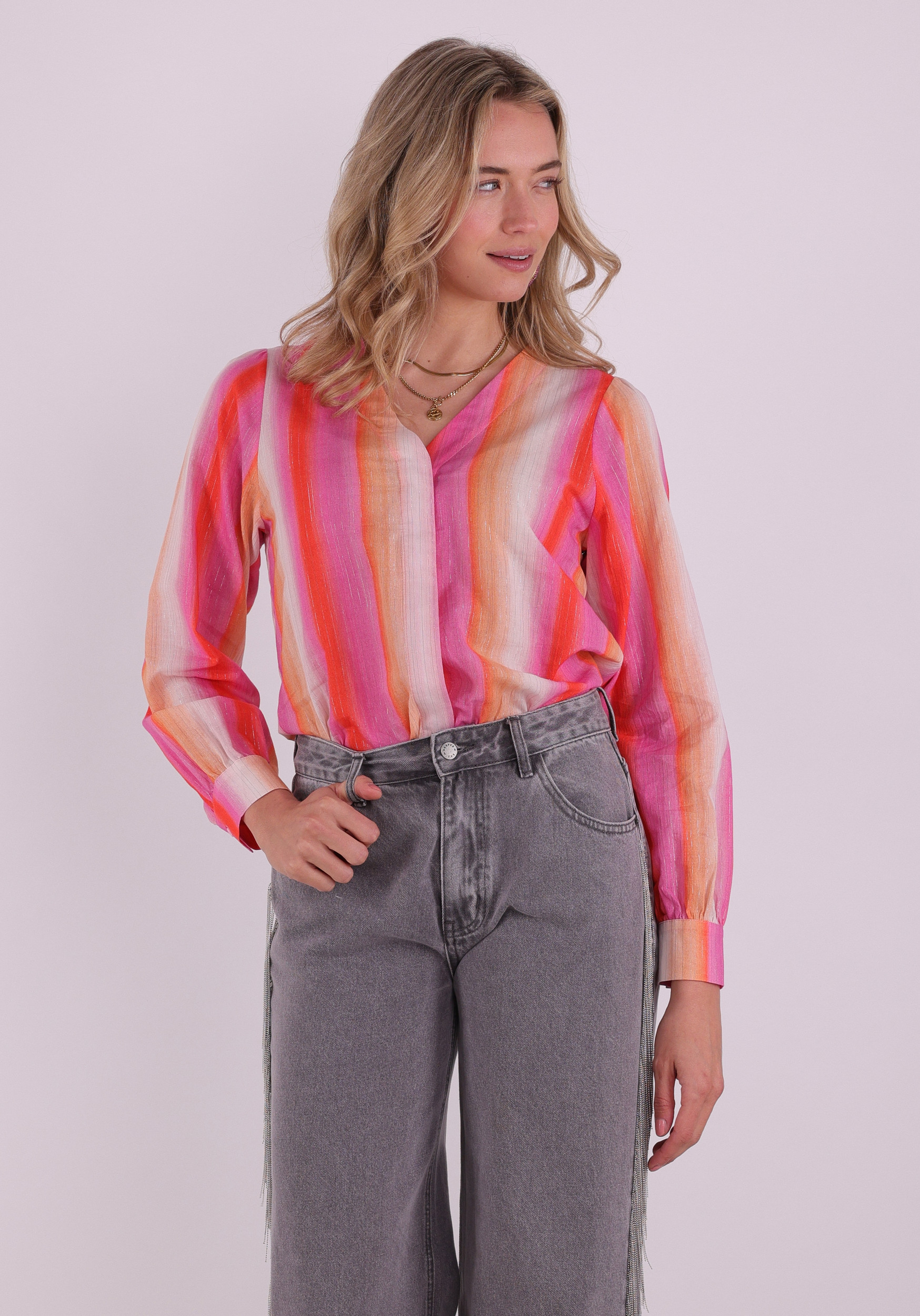 Geisha Blouse gestreept 63248-20 Rose