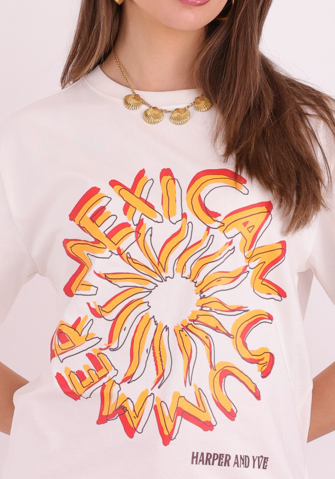 Harper & Yve T-shirt Mexicansun HS6Y308 Ecru