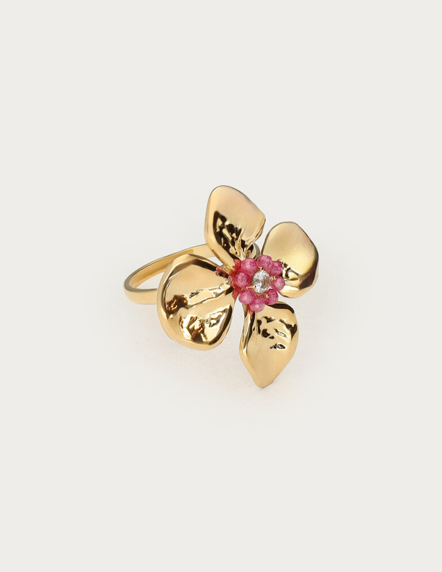 My Jewellery Botanical ring met bloem en kralen MJ15463 Goud
