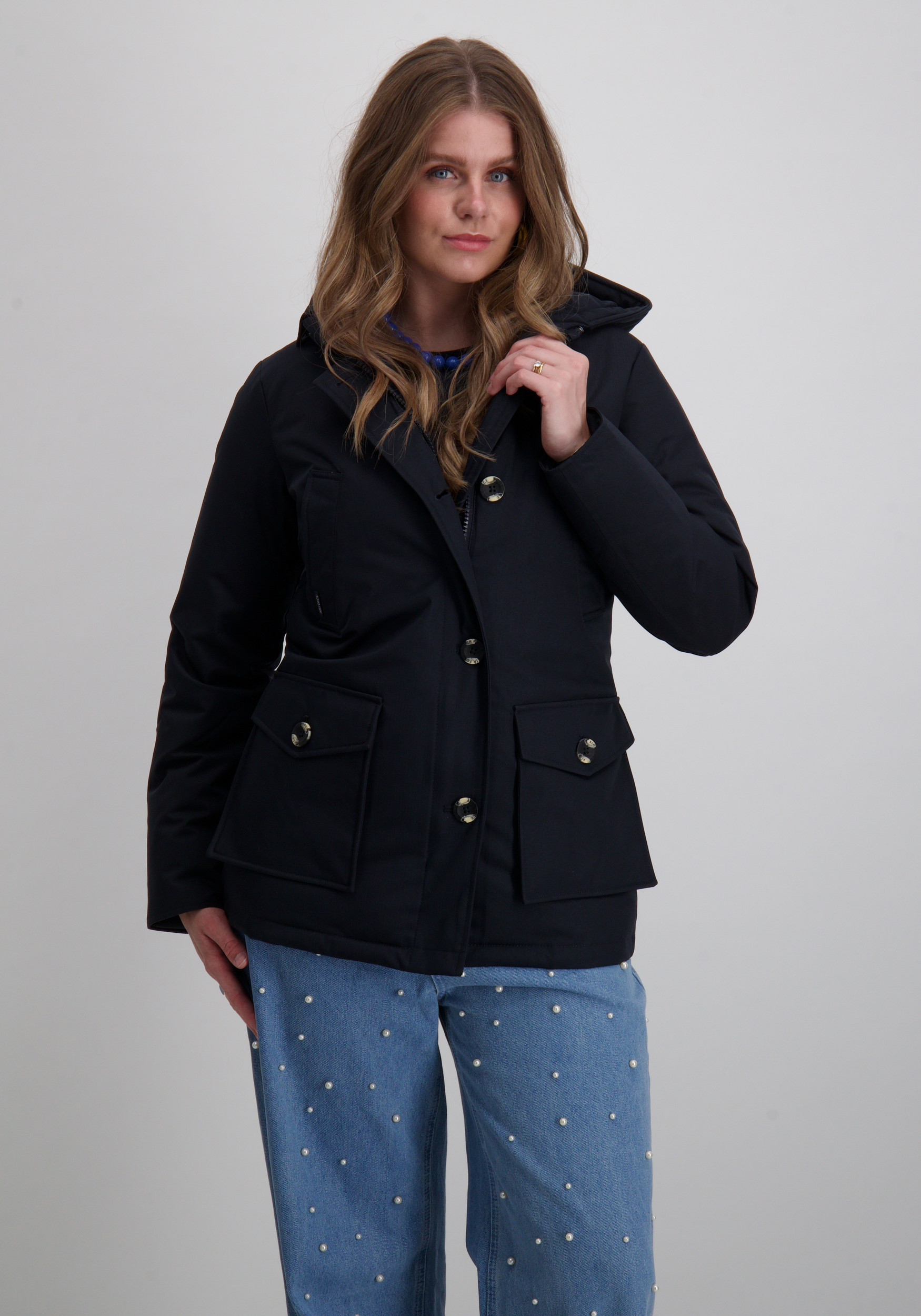 AIRFORCE Winterjas 4 Pocket Parka Herringbone HRW0437 Donker blauw