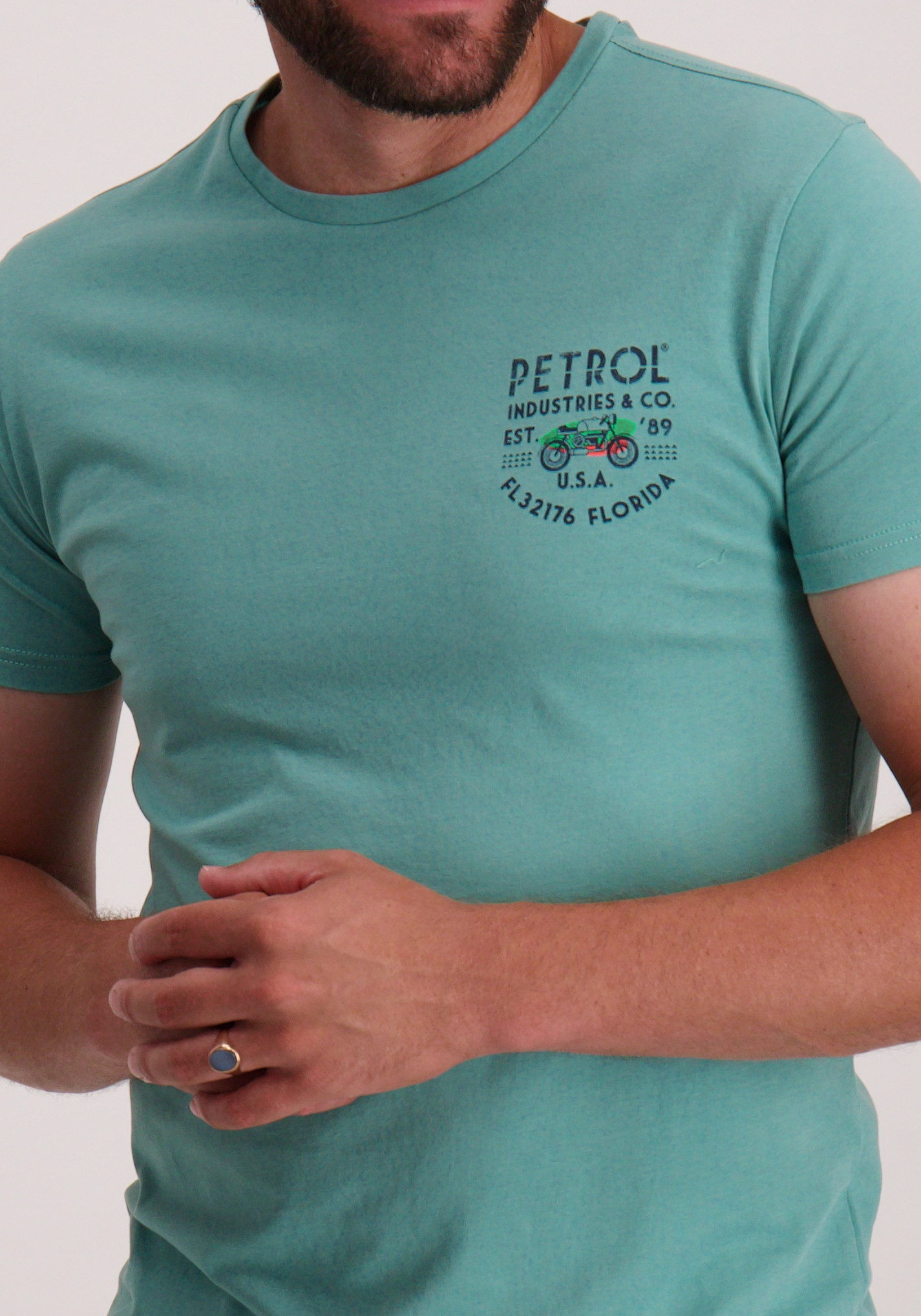 Petrol T-shirt Classic print M-1050-TSR603 Turquoise
