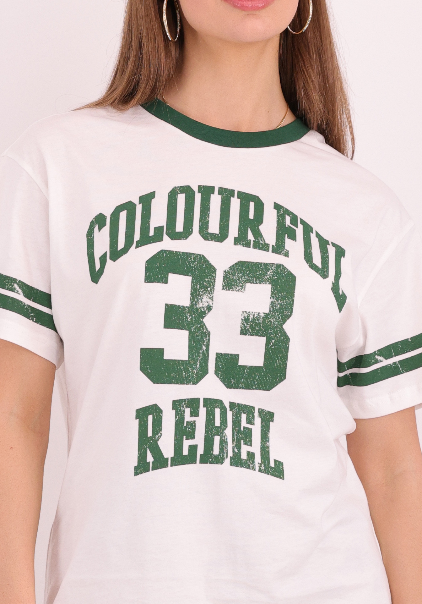 Colourful Rebel T-shirt 33 Stripe WT117645 Wit