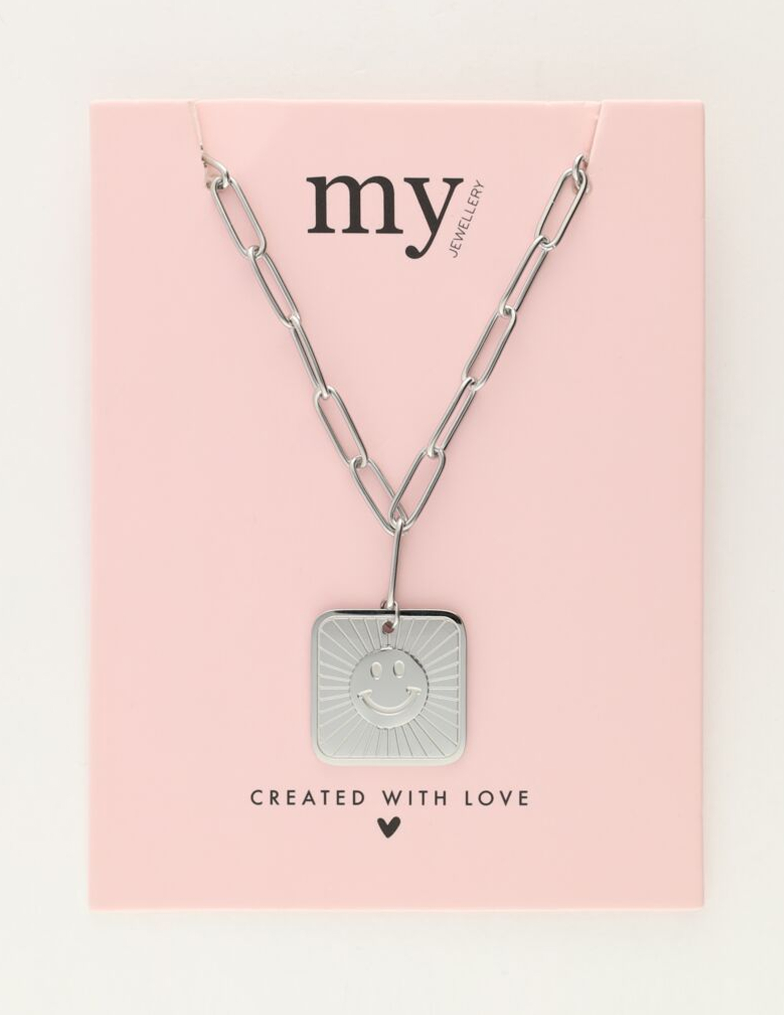 My Jewellery Schakelketting met smiley bedel MJ10106 Zilver