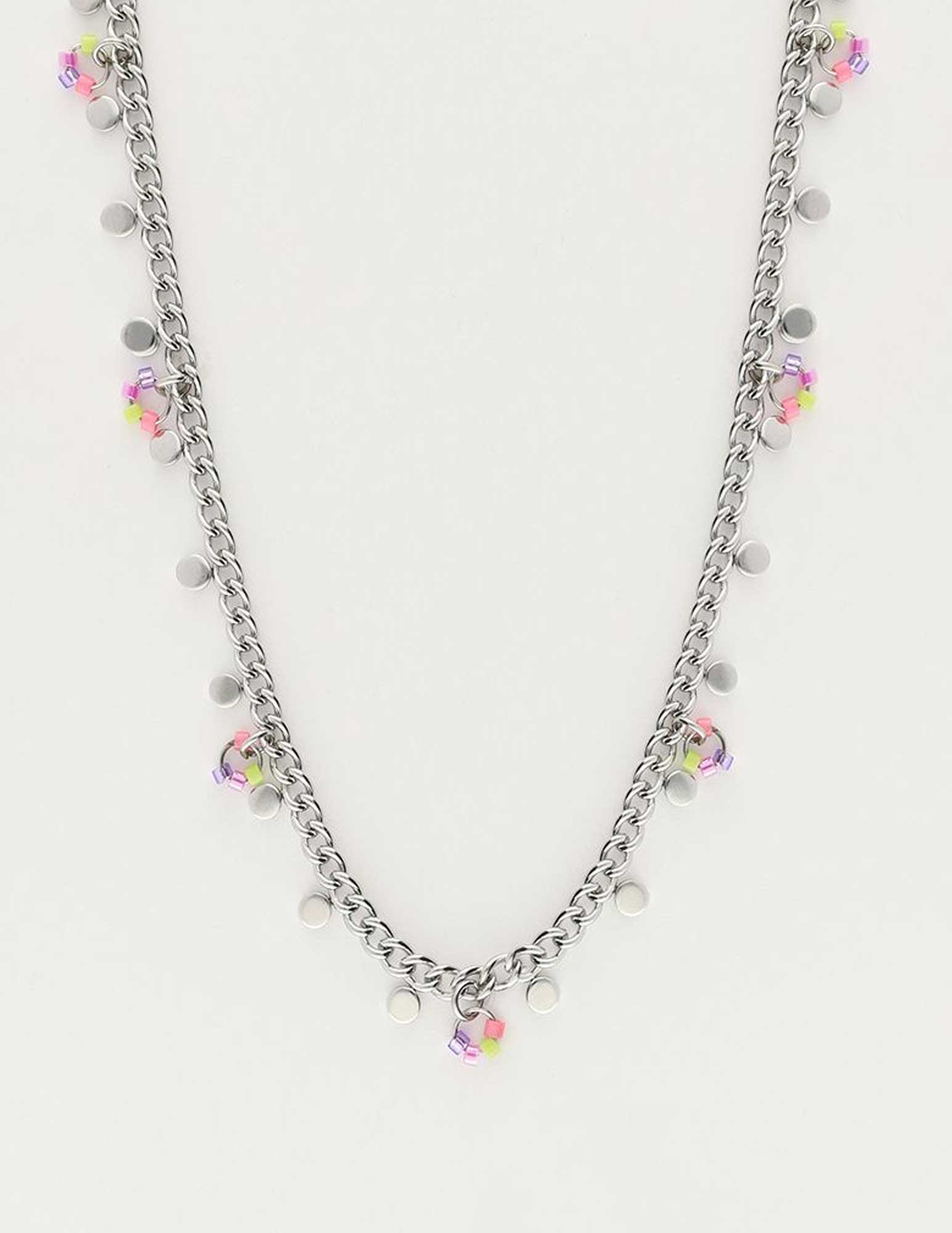 My Jewellery Ketting met kralen en munten MJ10239 Zilver