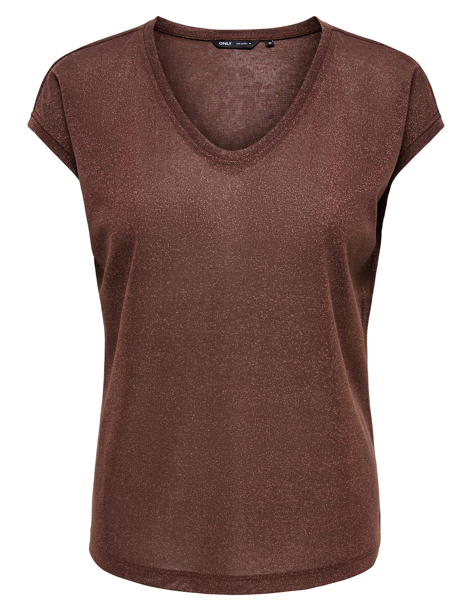 ONLY T-shirt Silvery lurex 15136069 Donker bruin