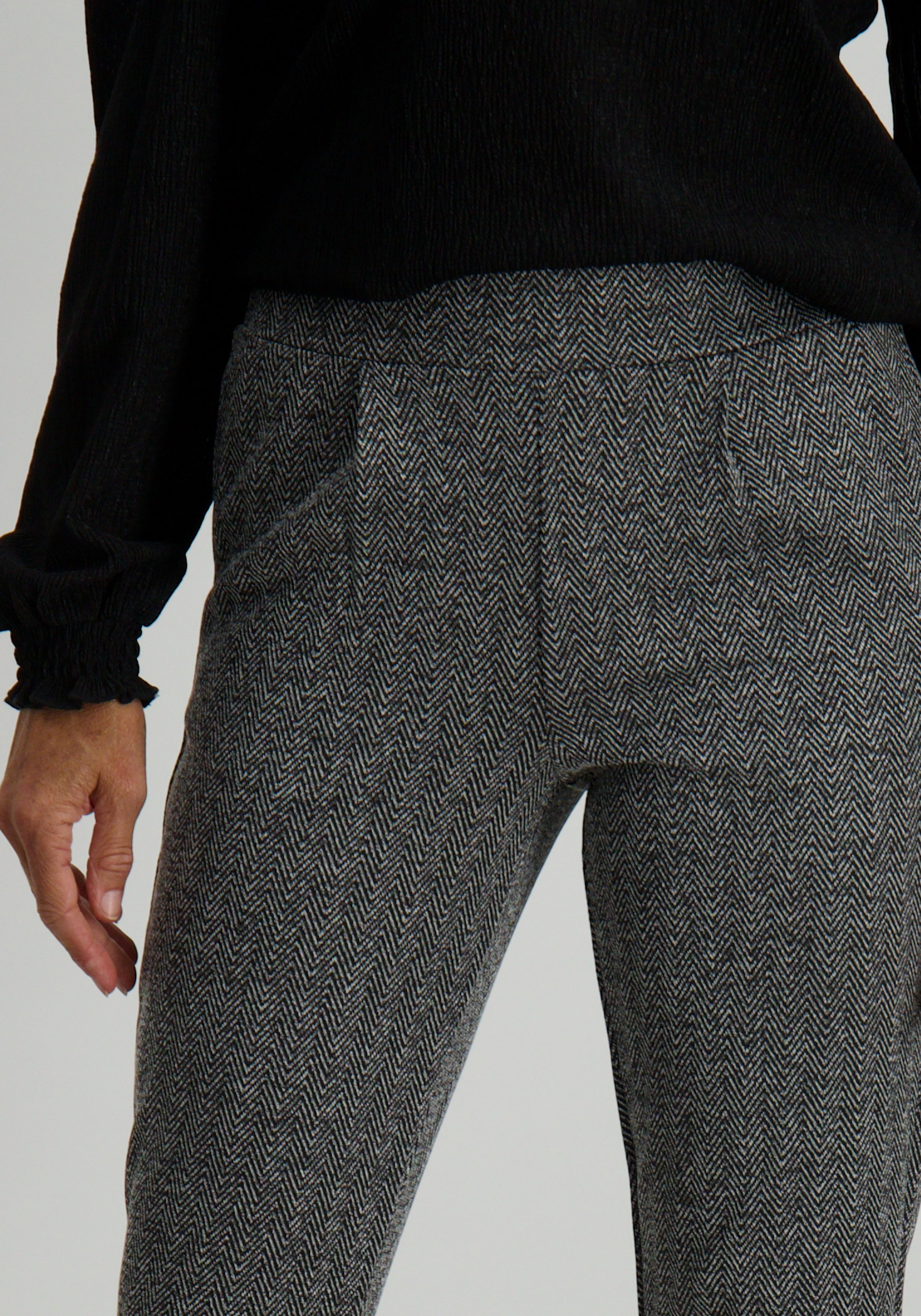 Ichi Broek Kate Jacquard 20121601 Zwart/Wit