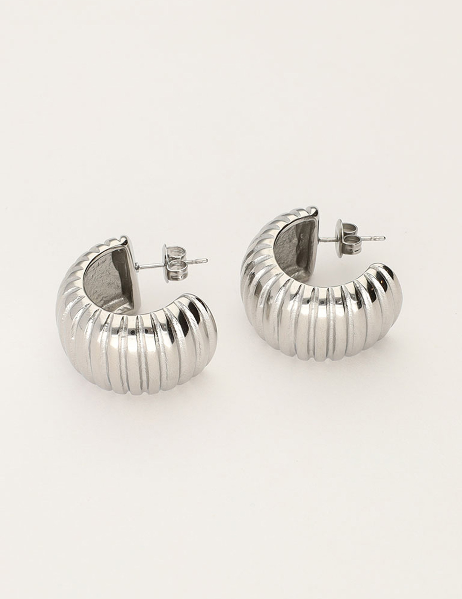 My Jewellery Bold oorringen met ribbel textuur MJ11091 Zilver