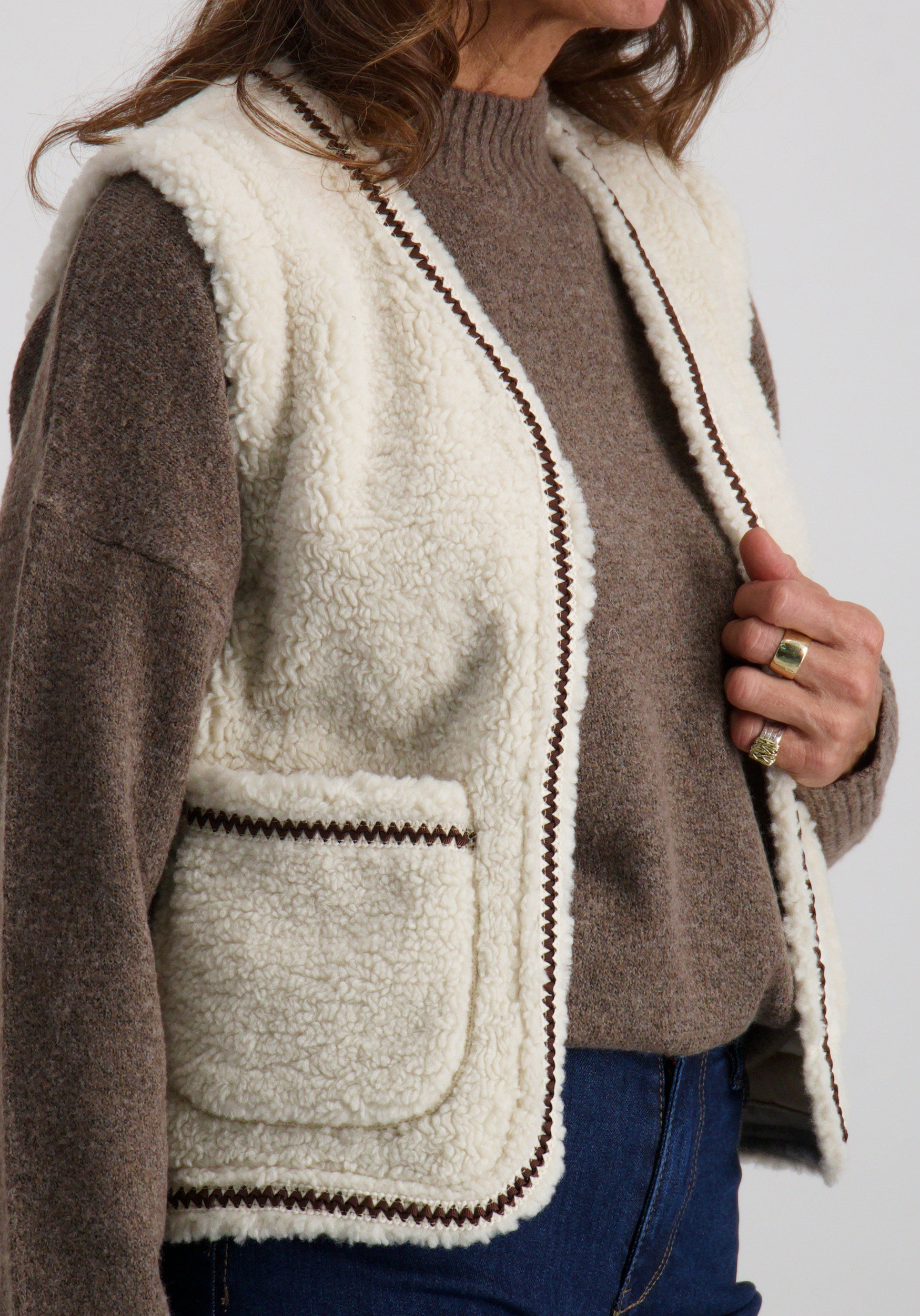 Geisha Gilet Teddy 55541-19 Wolwit-ecru