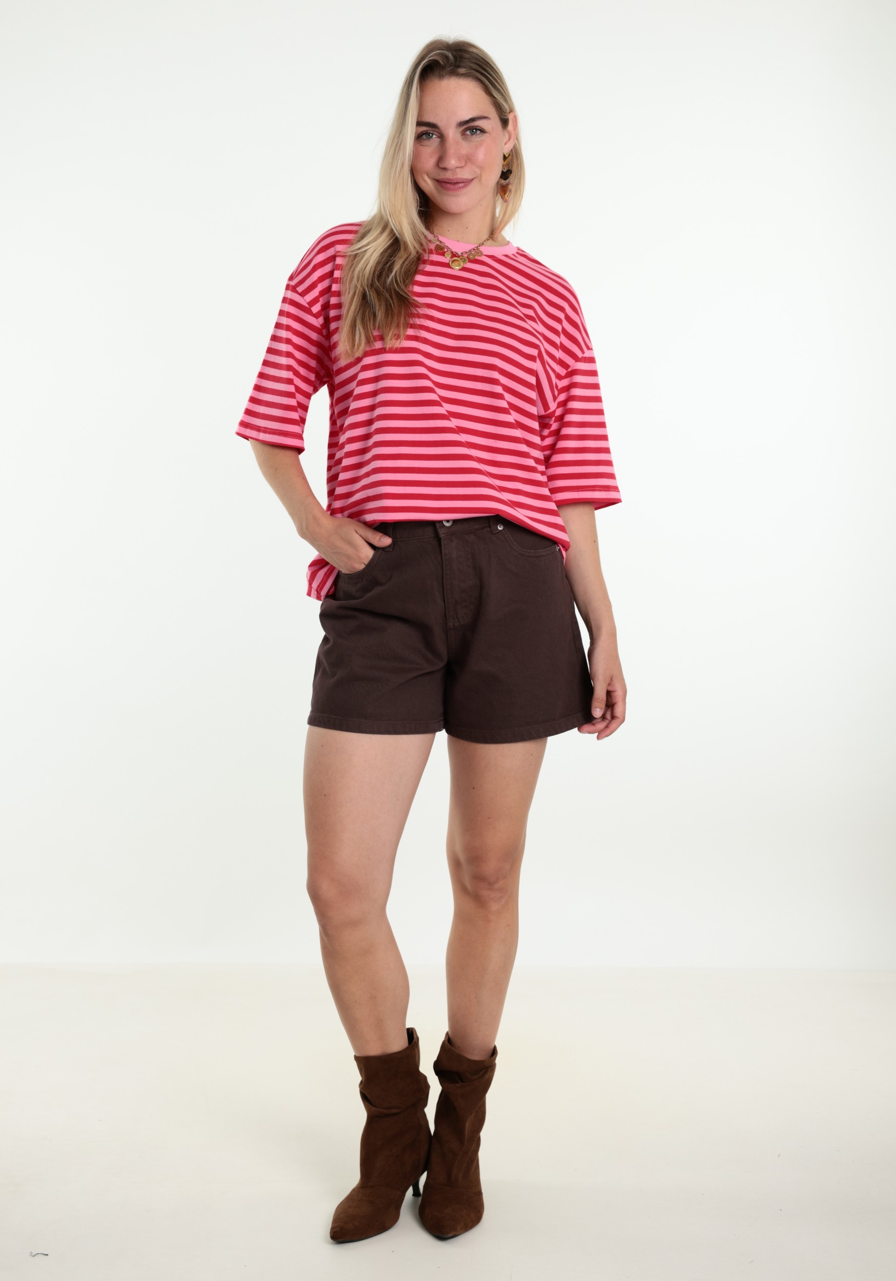 BELIEVE T-shirt gestreept B-9183-TOP Rose