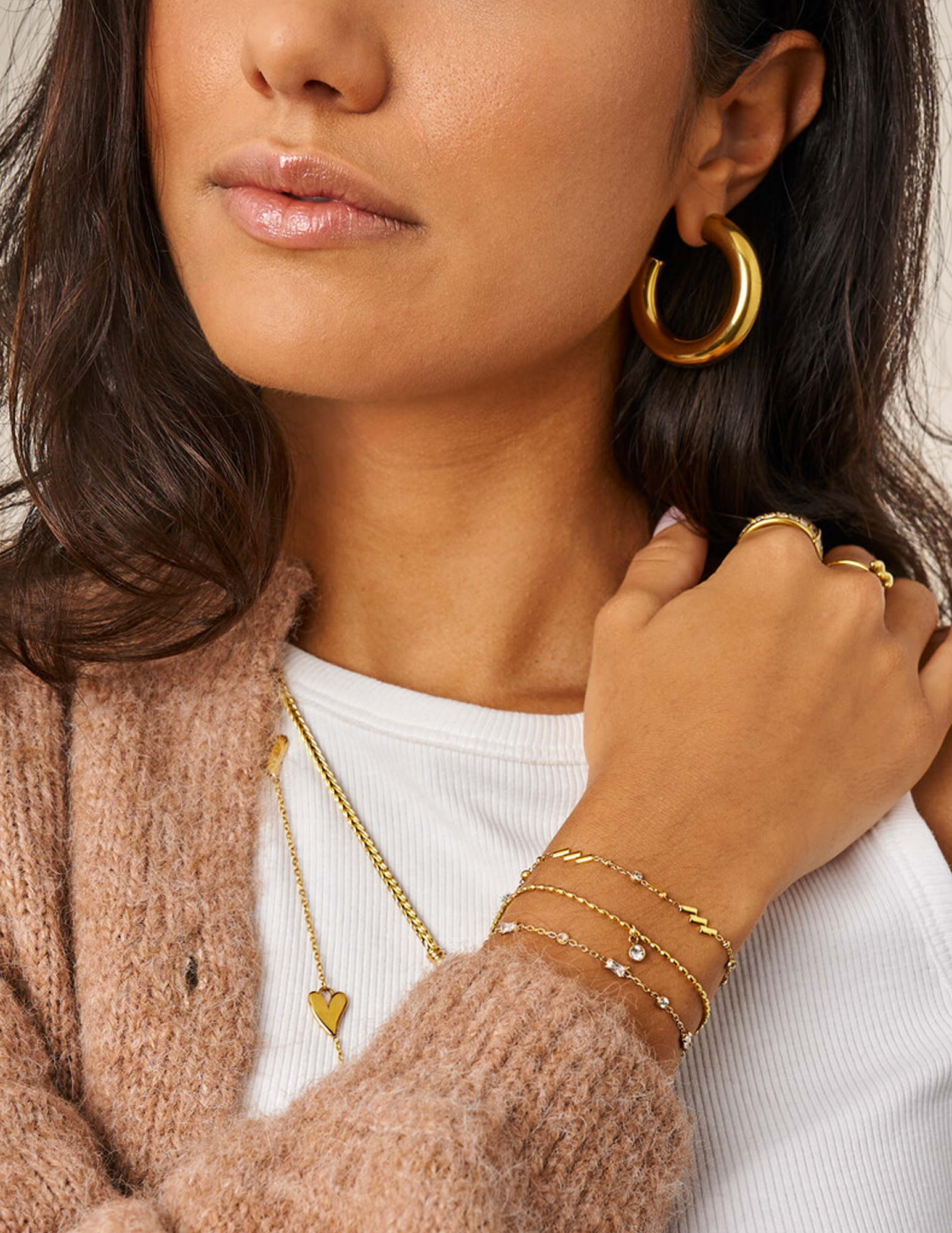 My Jewellery Armband met ronde en vierkante strass MJ14835 Goud