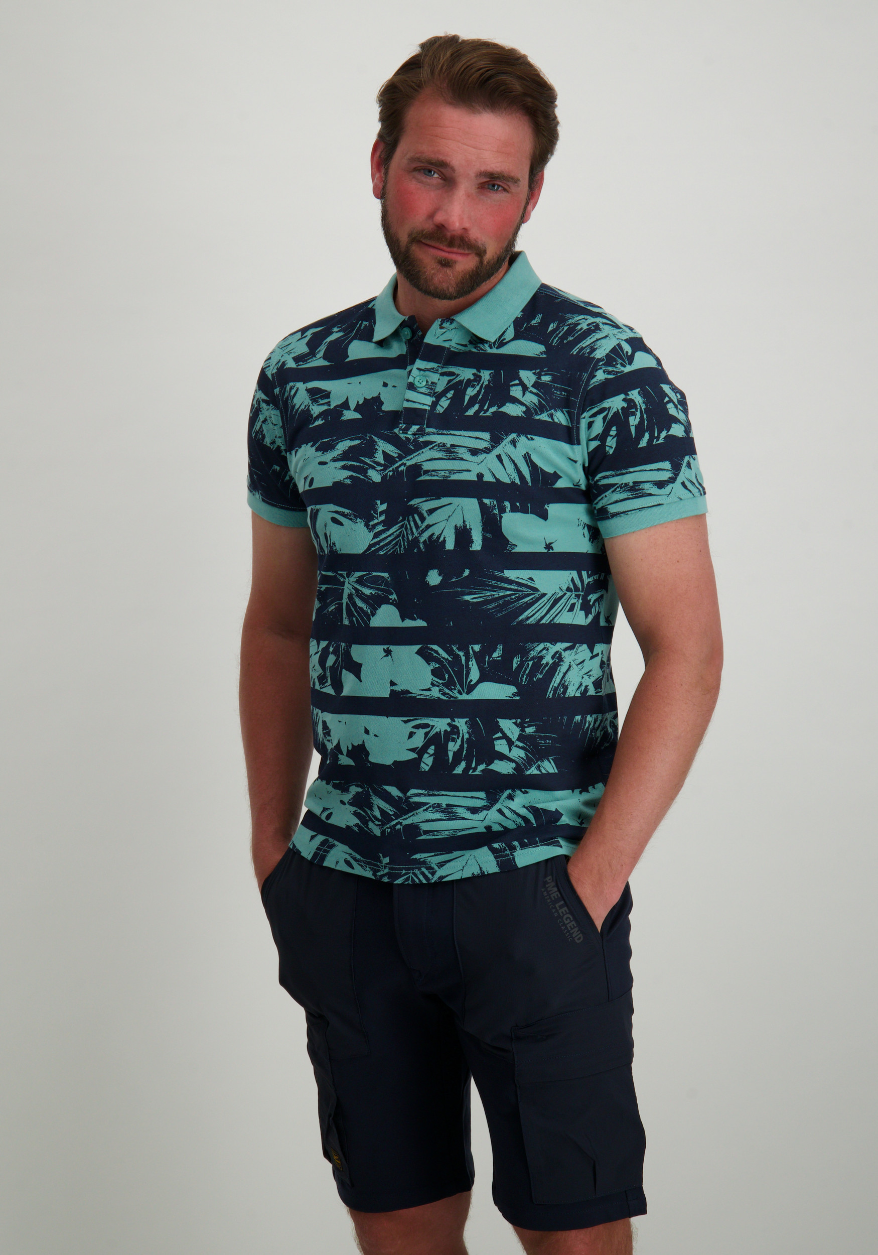 Petrol Polo All-over print M-1050-POL104 Turquoise
