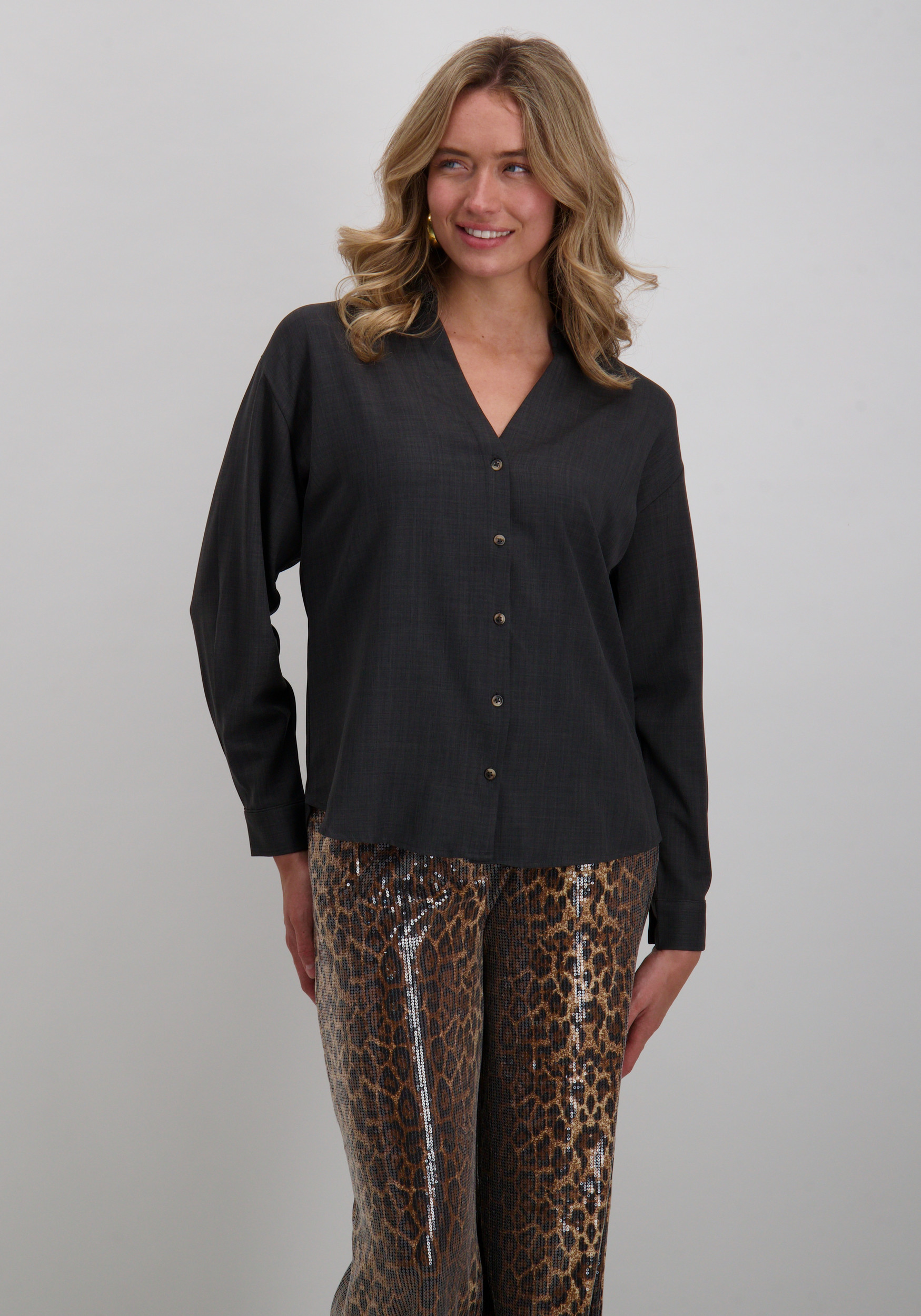 Jacqueline de jonge Blouse Nina 15343234 Donker Grijs