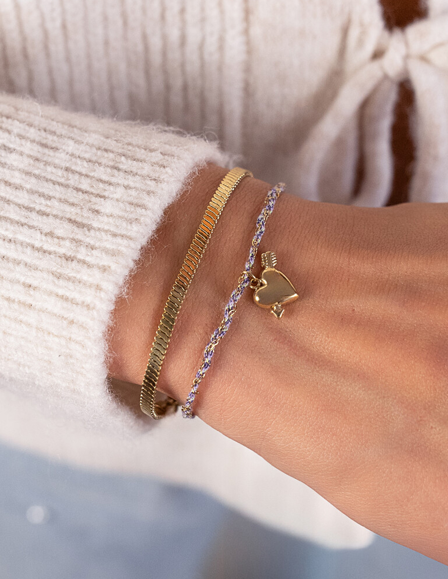 My Jewellery Sunrocks koord armband cupido hart MJ12209 Goud