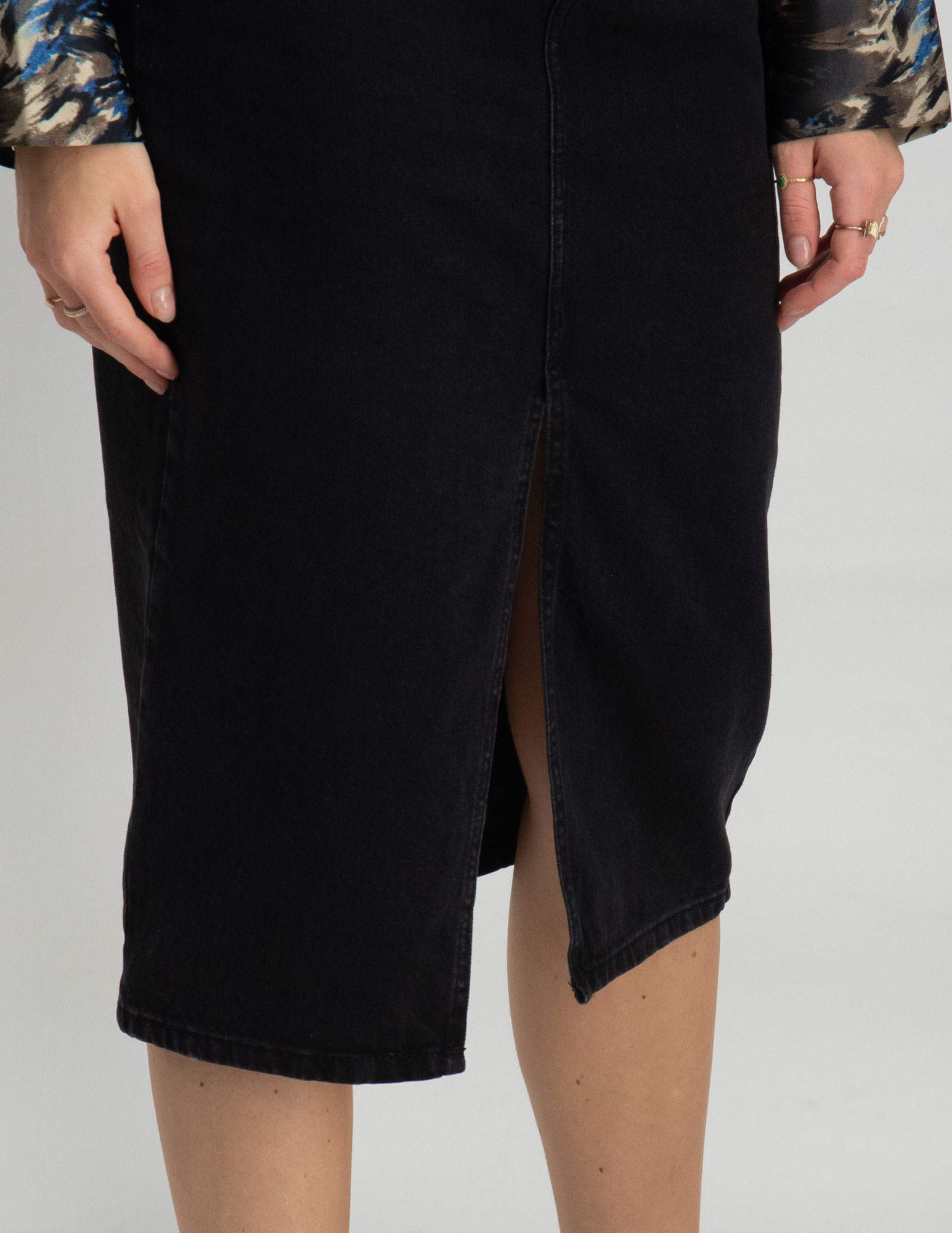 ONLY Midi-rok Bianca denim 15319268 Zwart