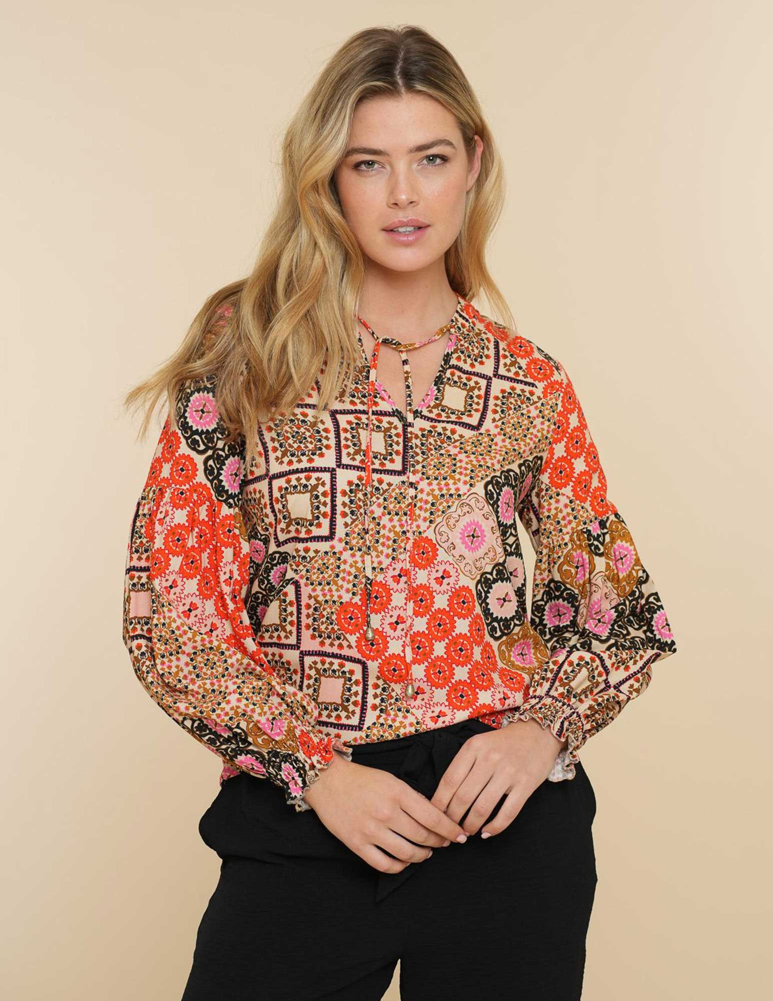 Geisha Blouse all-over print 43248-20 Zand