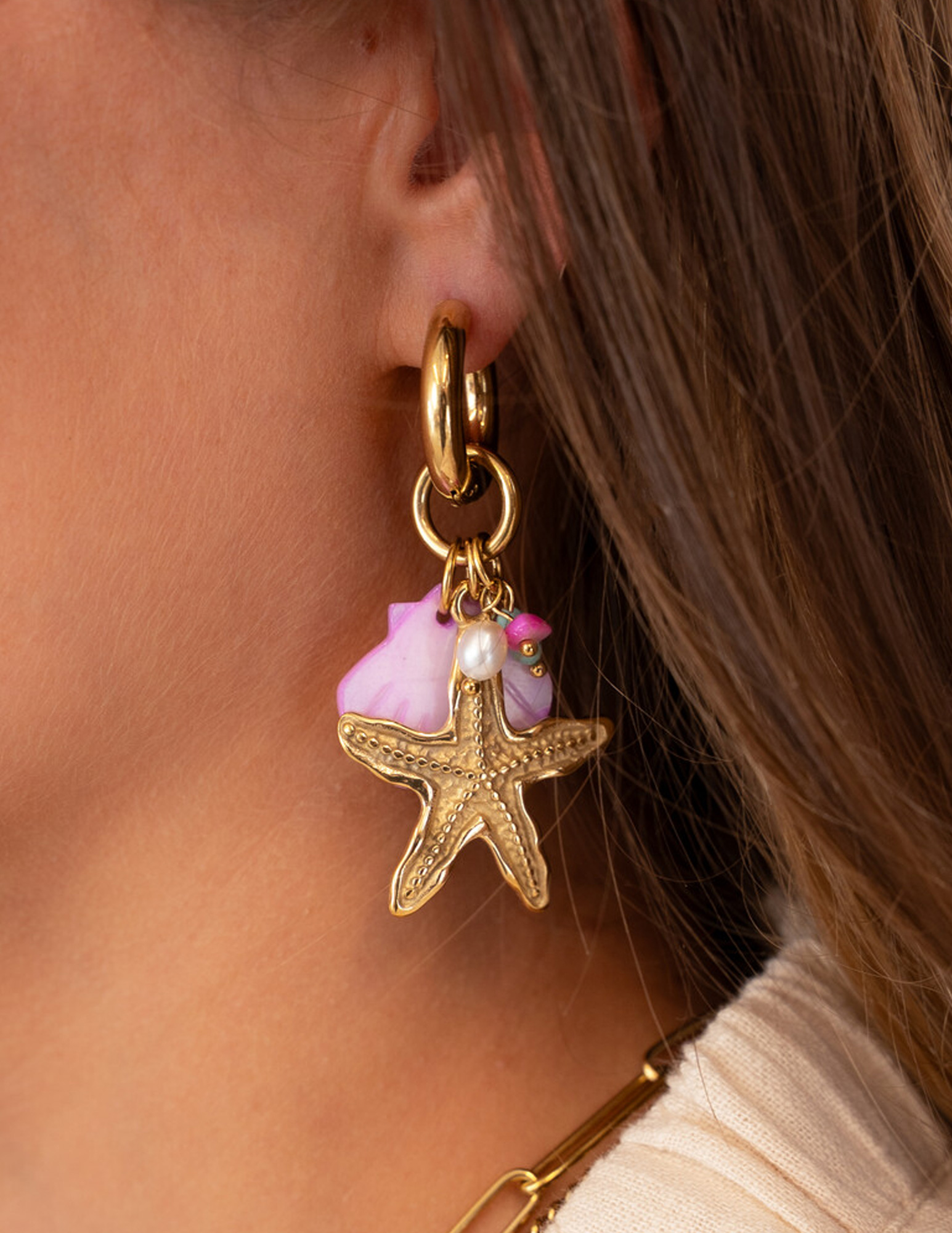 My Jewellery Fruits de Mer oorringen met zeester MJ13162 Goud