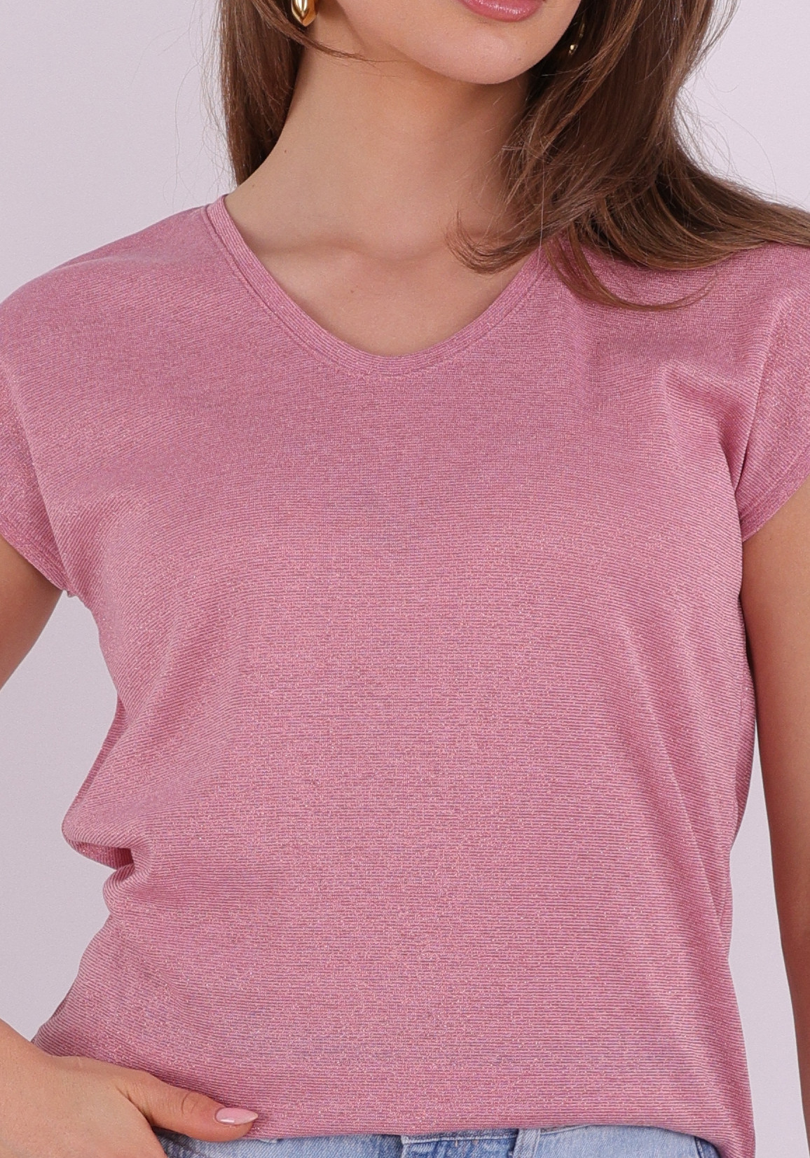 Only T-shirt Silvery lurex 15136069 Rose