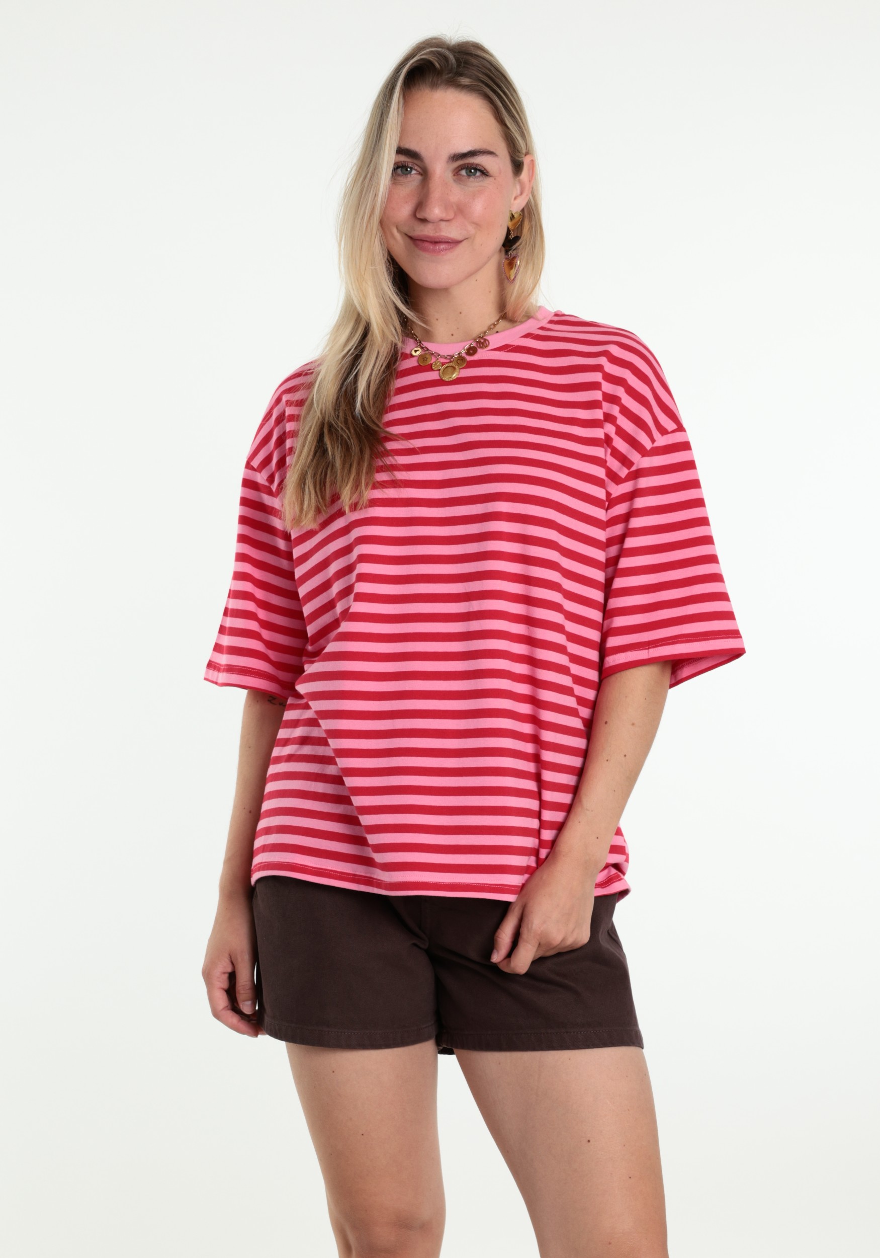 BELIEVE T-shirt gestreept B-9183-TOP Rose