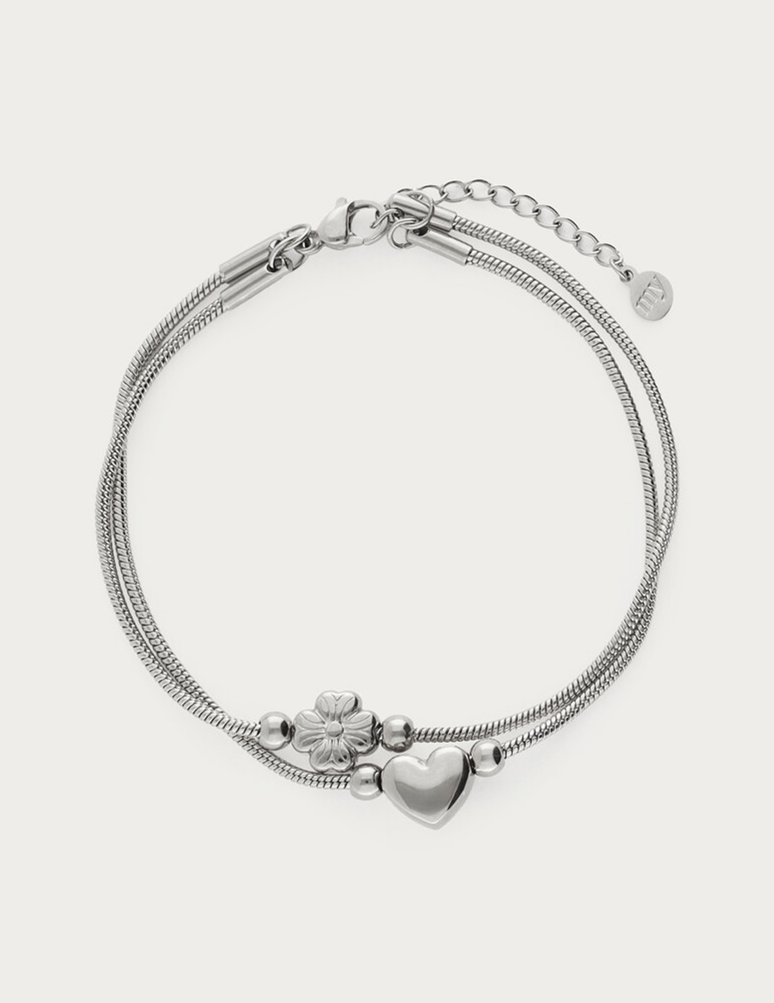 My Jewellery Gratitude dubbele armband hart en klaver MJ14705 Zilver