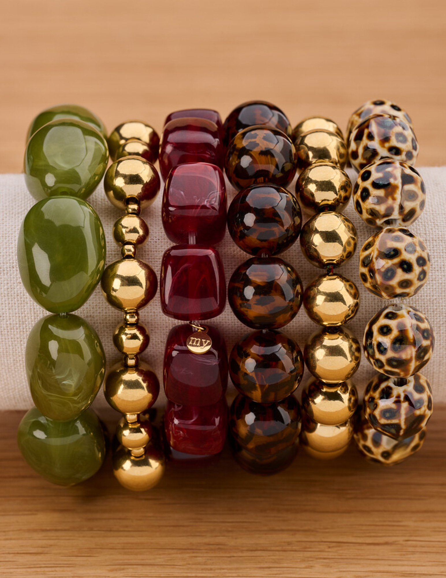 My Jewellery Elastieken armband chunky kralen MJ14710 Goud