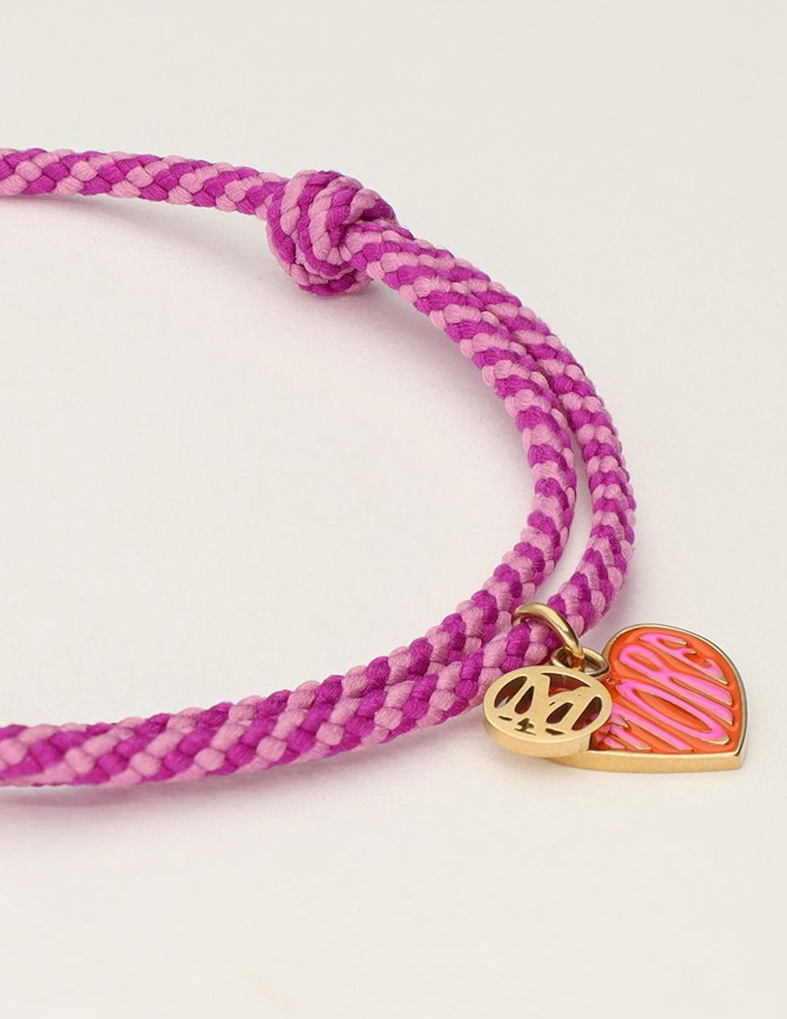 My Jewellery Armband cord purple heart MJ10203 Goud