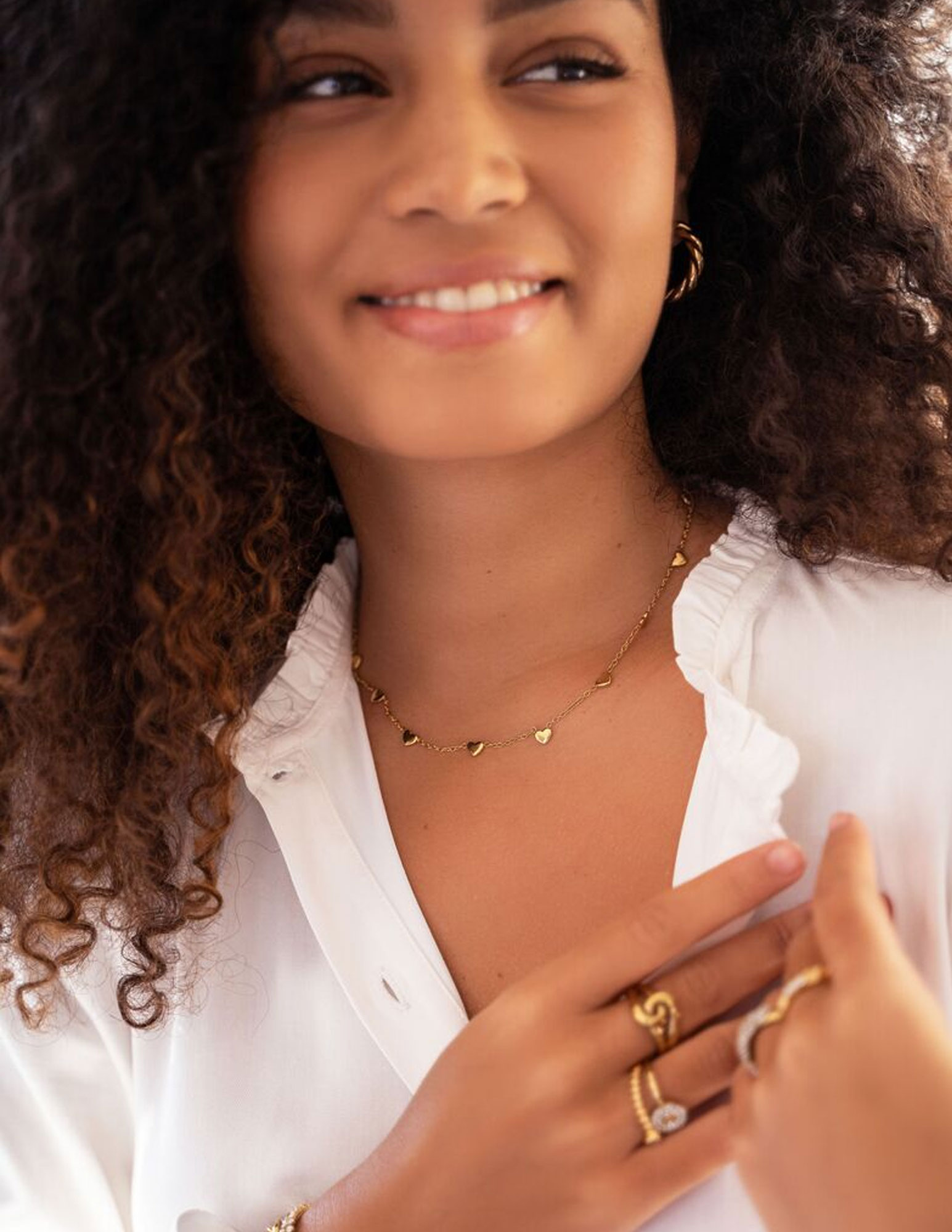 My Jewellery Ketting met hartjes MJ07639 Goud