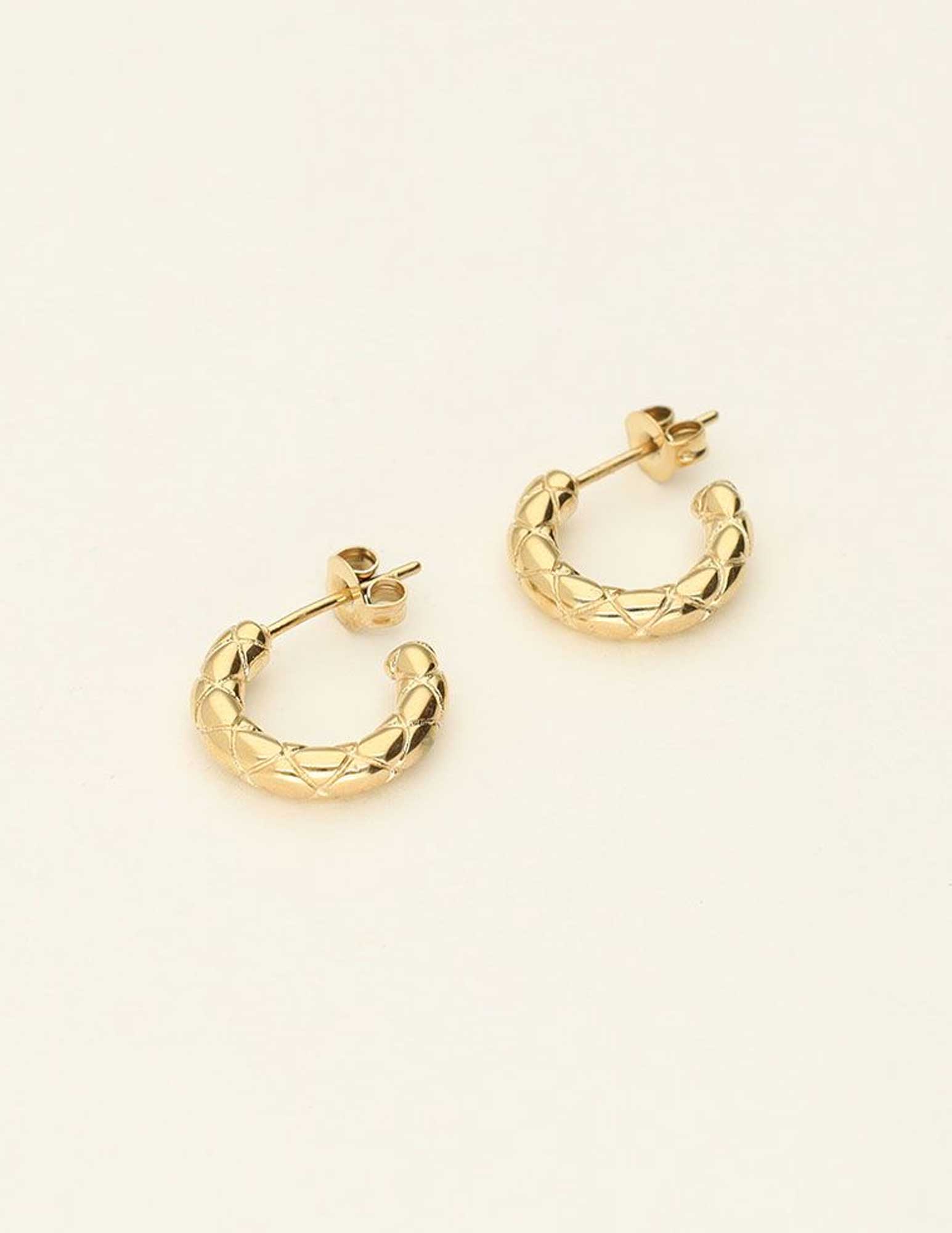 My Jewellery Oorringen met ruitjes MJ09202 Goud