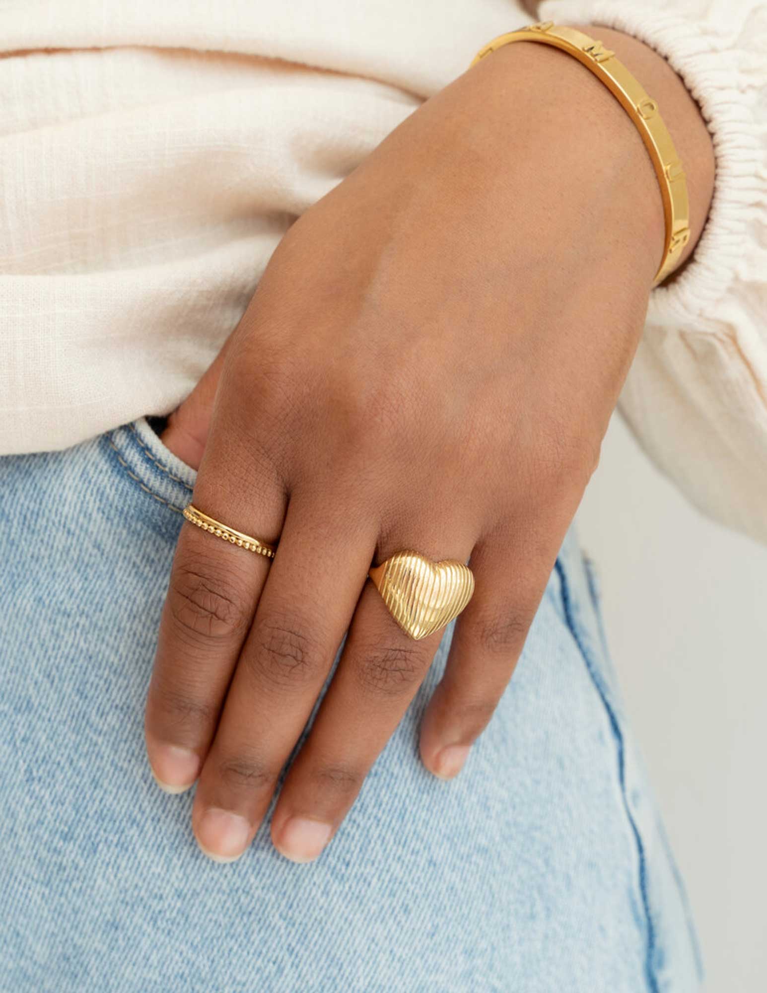 My Jewellery Stripe heart ring MJ13128 Zilver