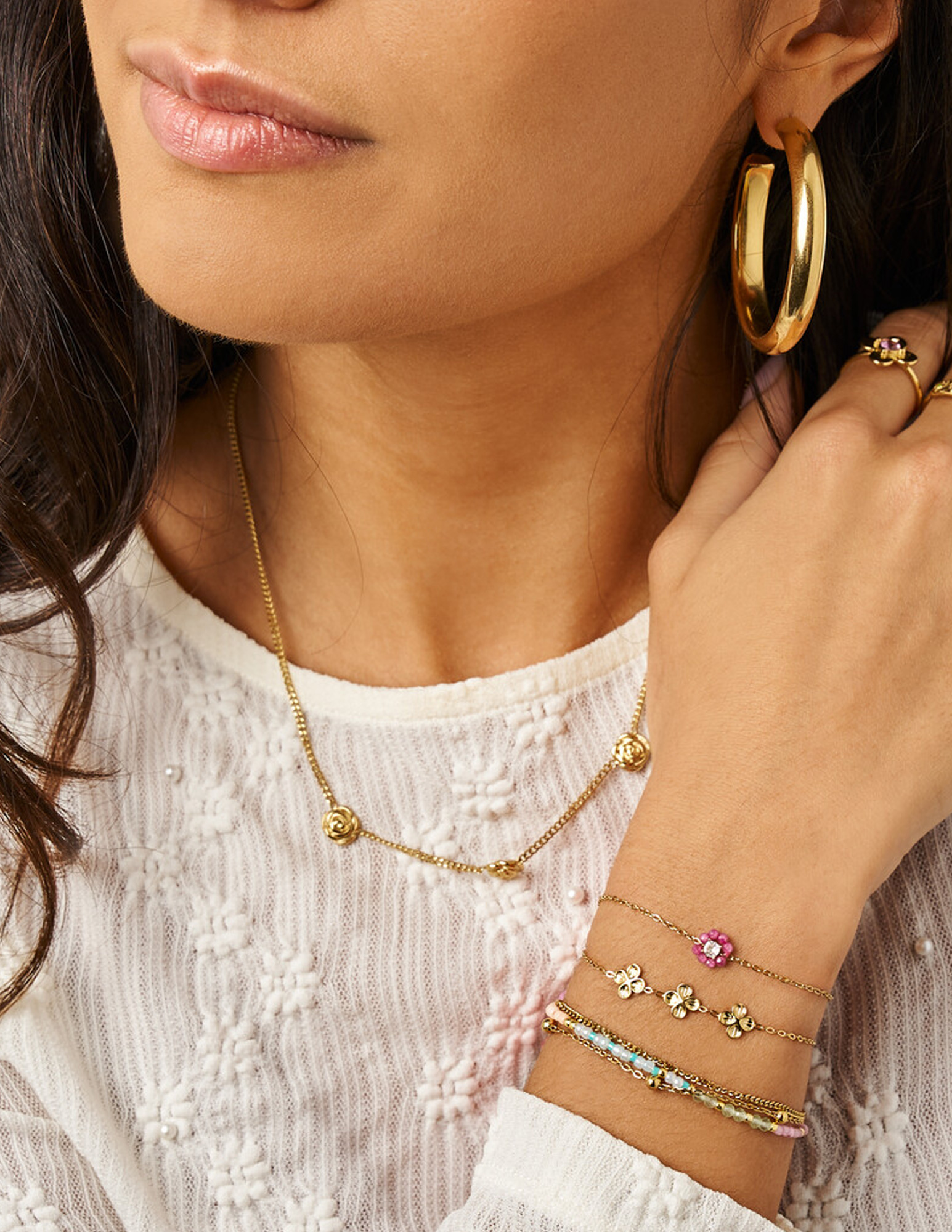 My Jewellery Botanical driedubbele armband met kralen MJ14912 Goud