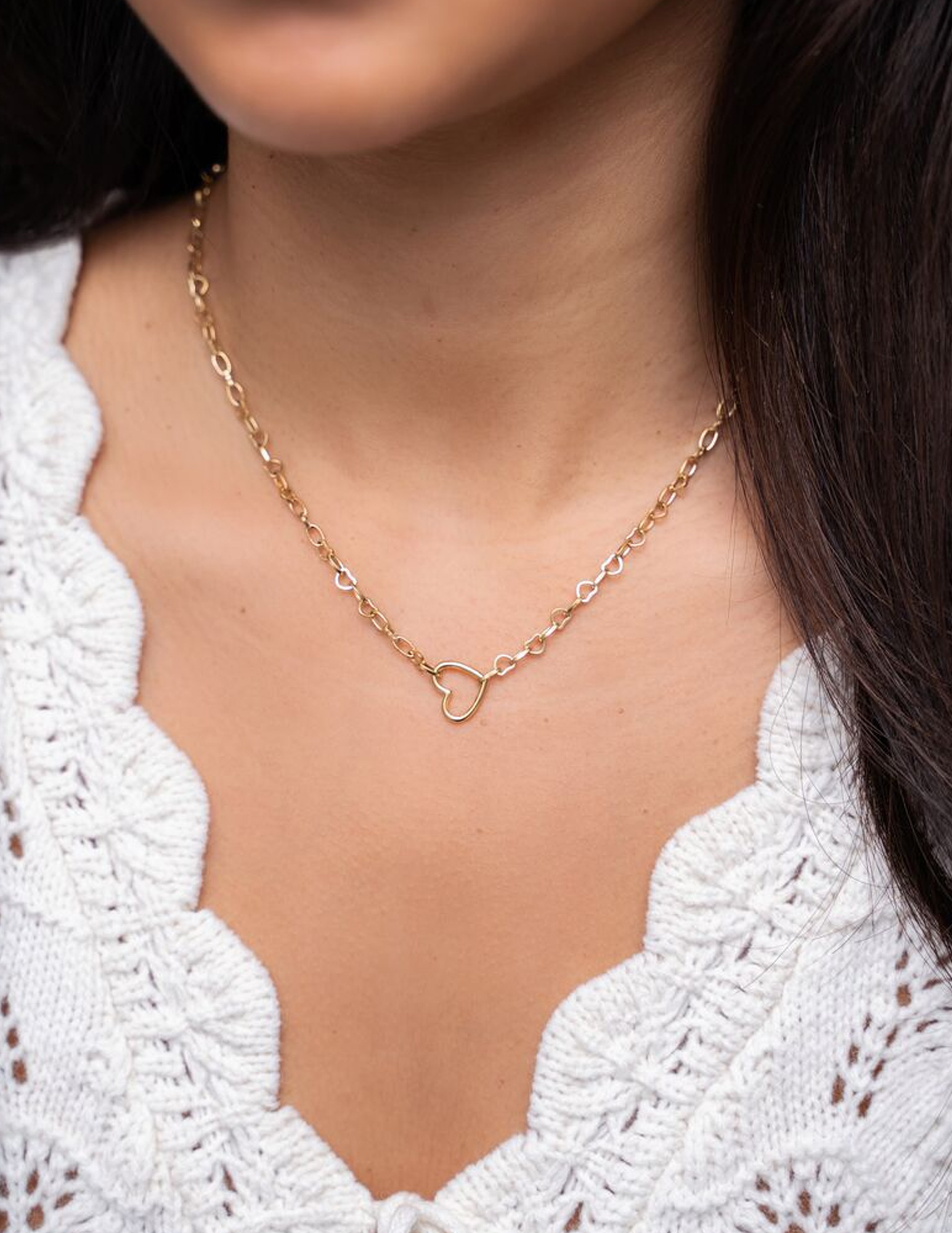 My Jewellery Schakelketting met klein open hart bedel MJ09694 Goud