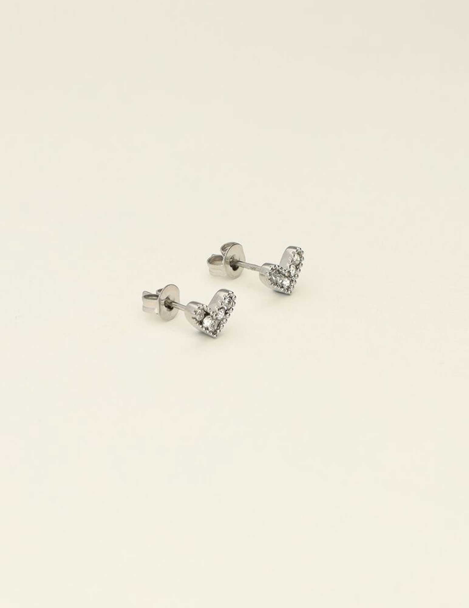My Jewellery Mystic studs hartje met steentjes MJ09442 Zilver