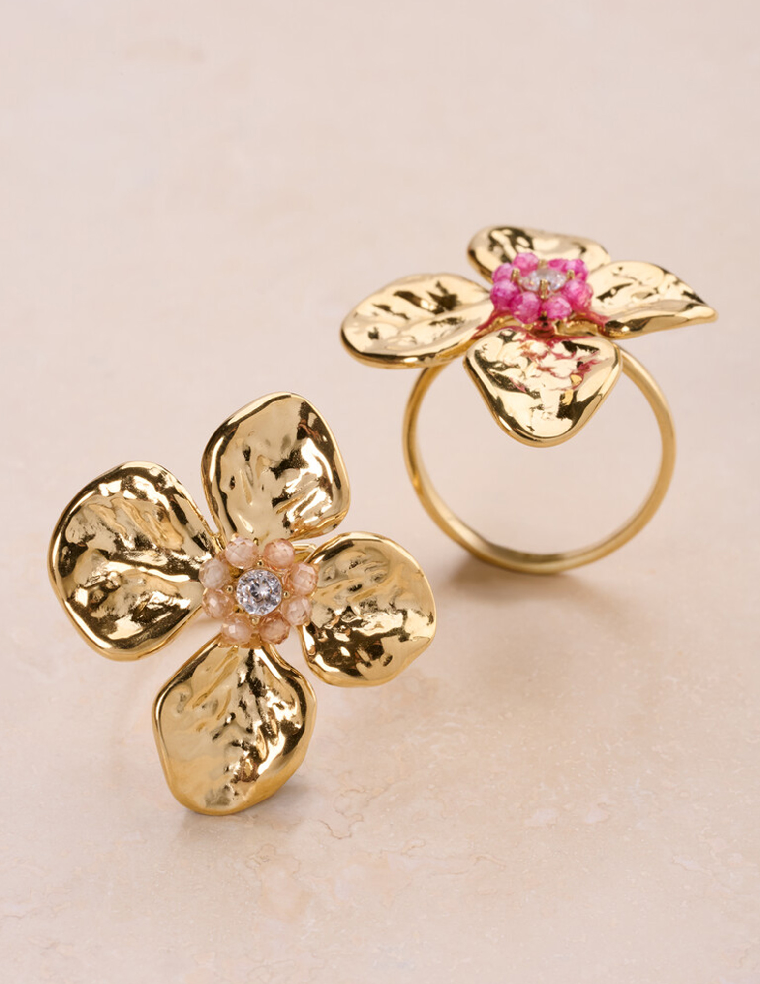 My Jewellery Botanical ring met bloem en kralen MJ15463 Goud