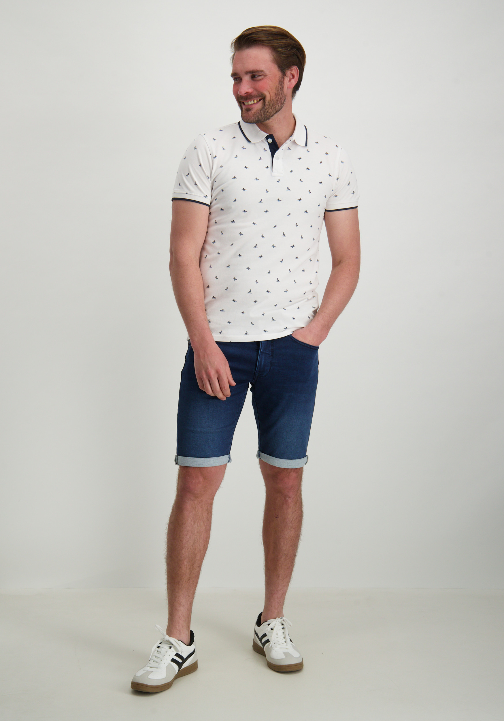 Petrol Polo all-over patroon M-1050-POL106 Wit