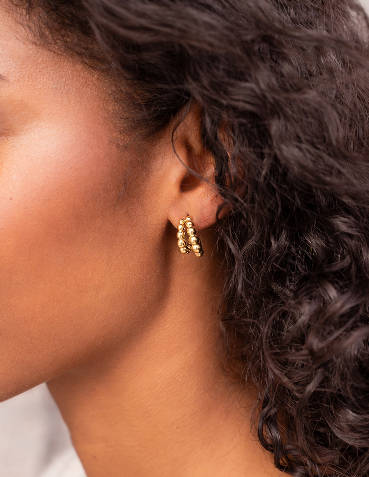 My Jewellery Bold dubbele oorringen met dots MJ11527 Goud