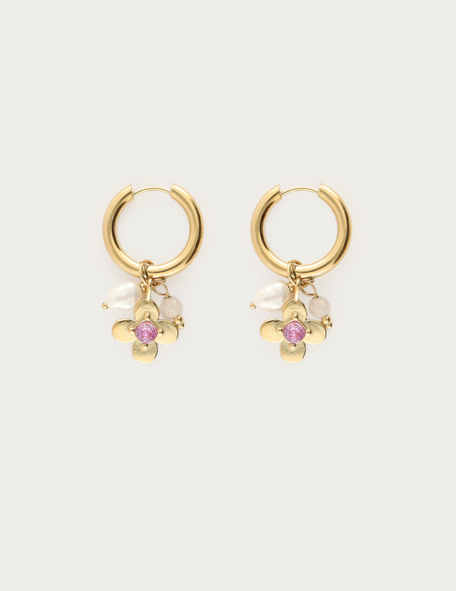 My Jewellery Botanical oorringen met bloem en strass MJ15448 Goud