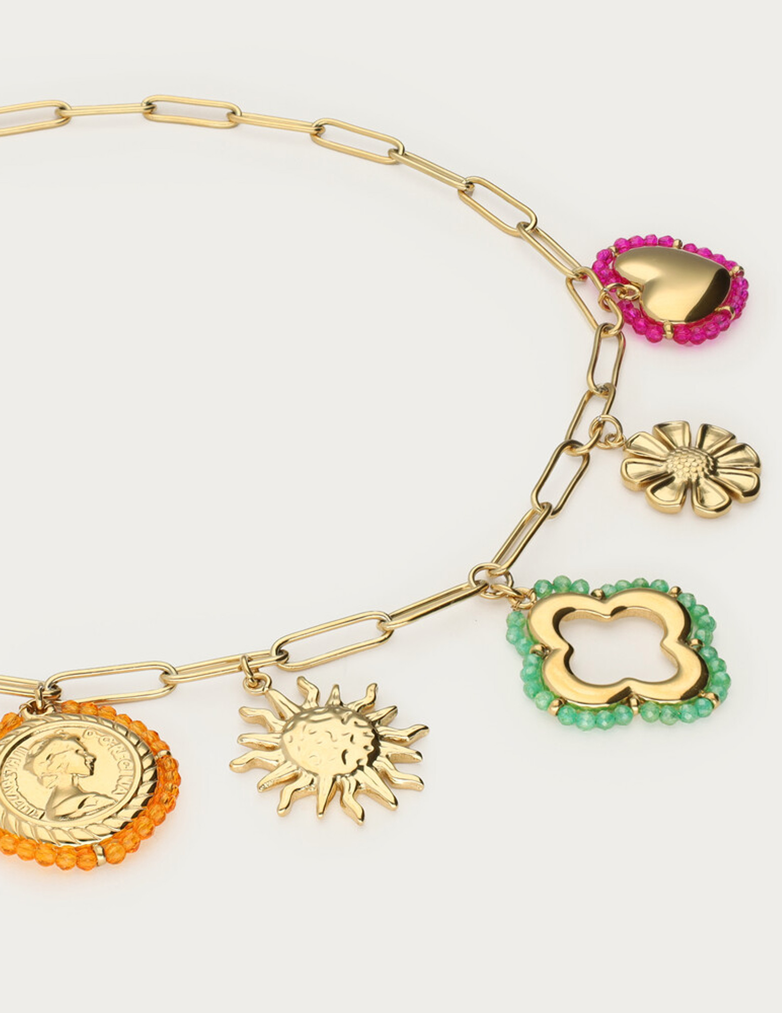 My Jewellery Sunrocks bedelketting met kralen MJ12617 Goud