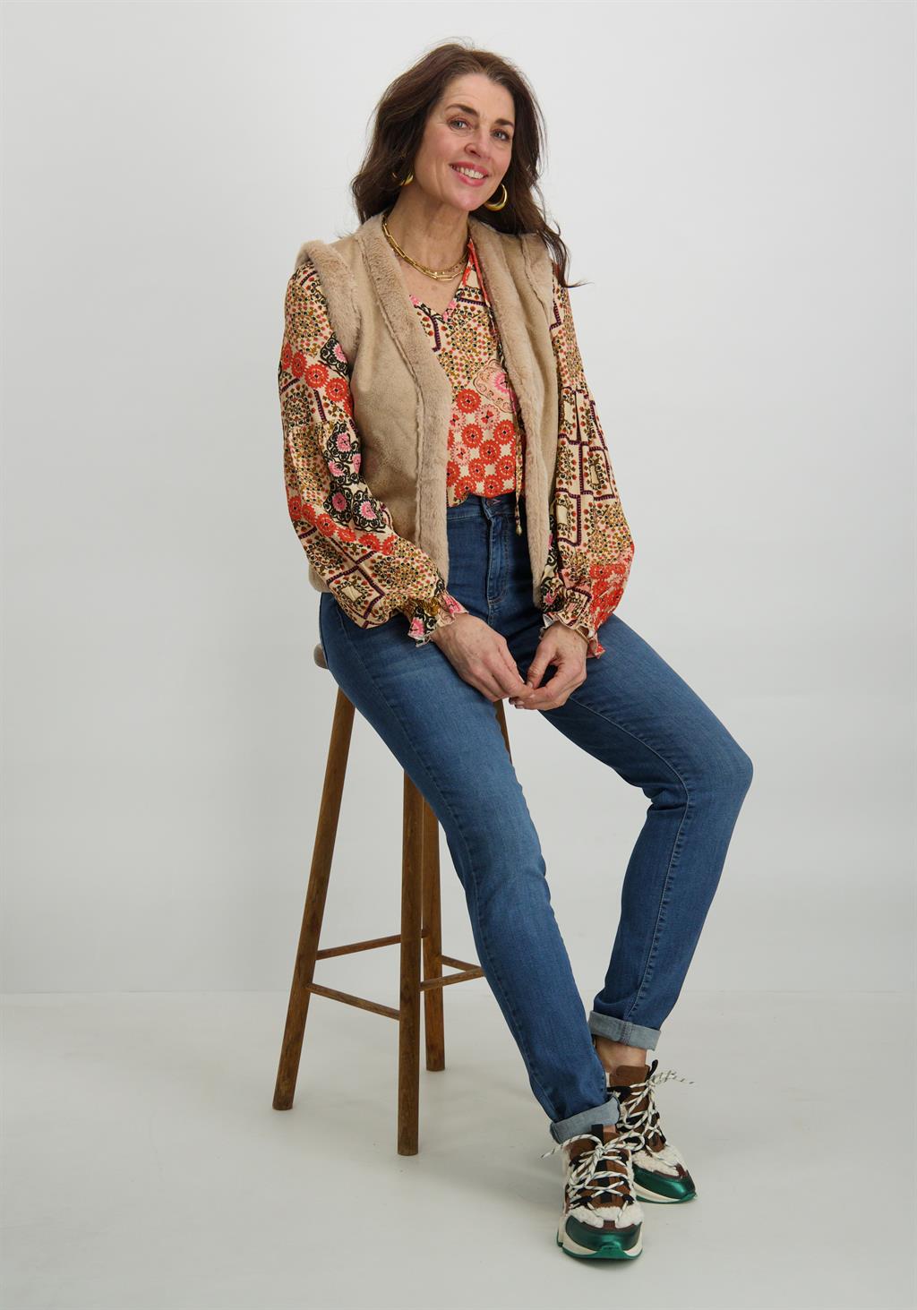 Geisha Blouse all-over print 43248-20 Zand