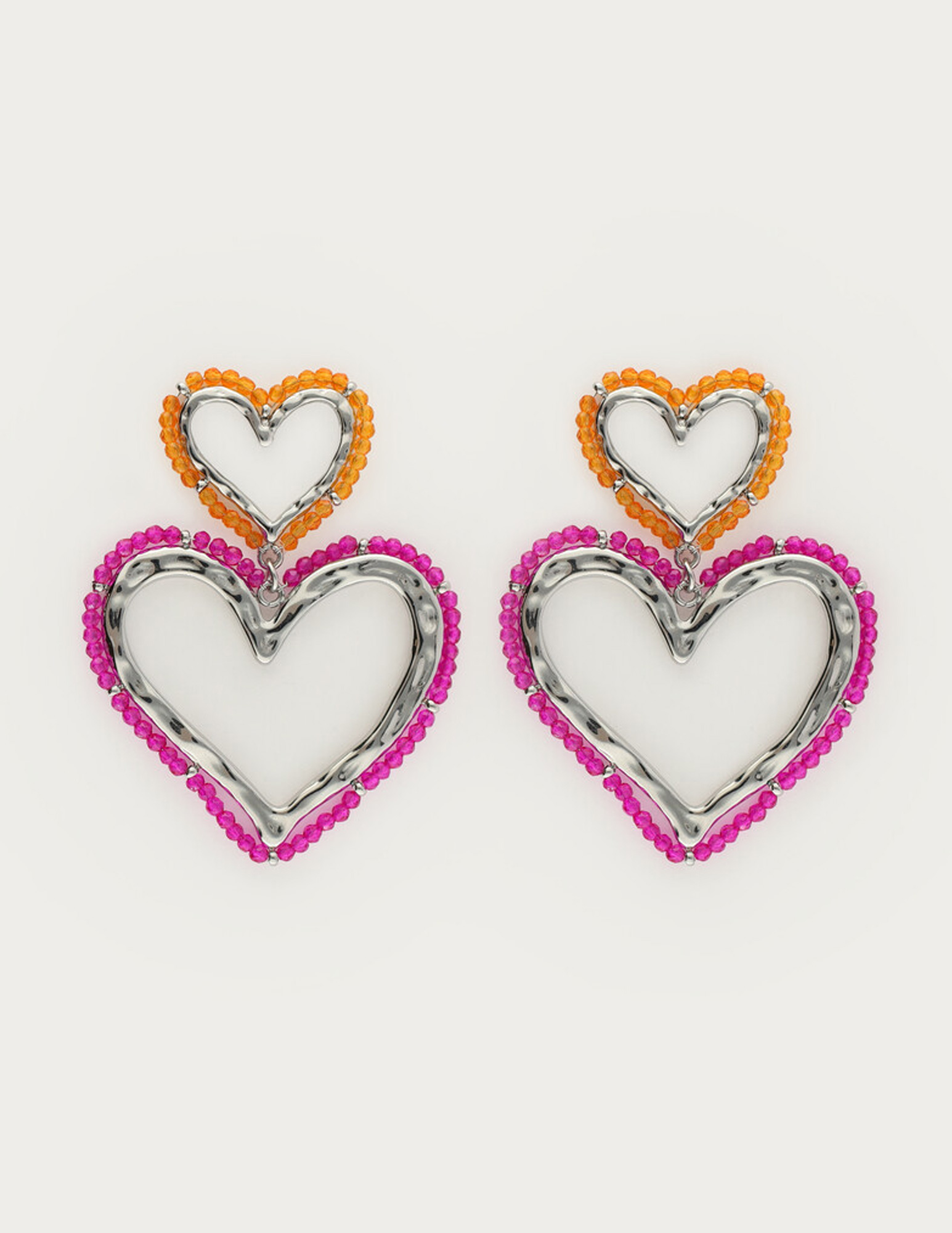 My Jewellery Sunrocks oorhanger hartjes met kralen MJ12623 Zilver