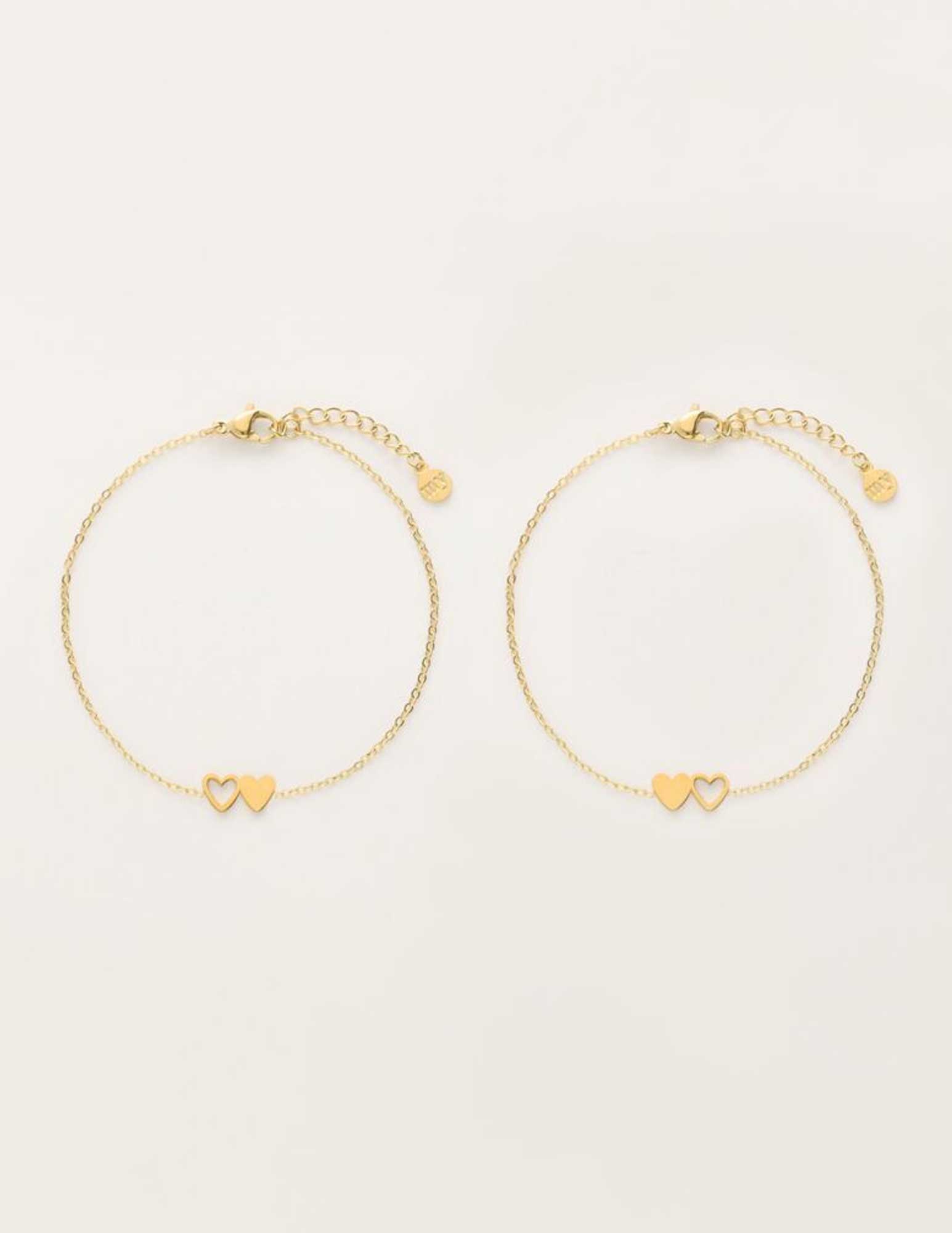 My Jewellery Armbanden set twee hartjes MJ10342 Goud
